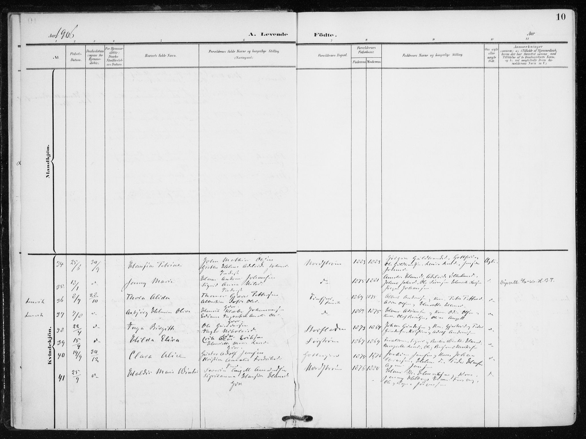 Tranøy sokneprestkontor, SATØ/S-1313/I/Ia/Iaa/L0012kirke: Parish register (official) no. 12, 1905-1918, p. 10