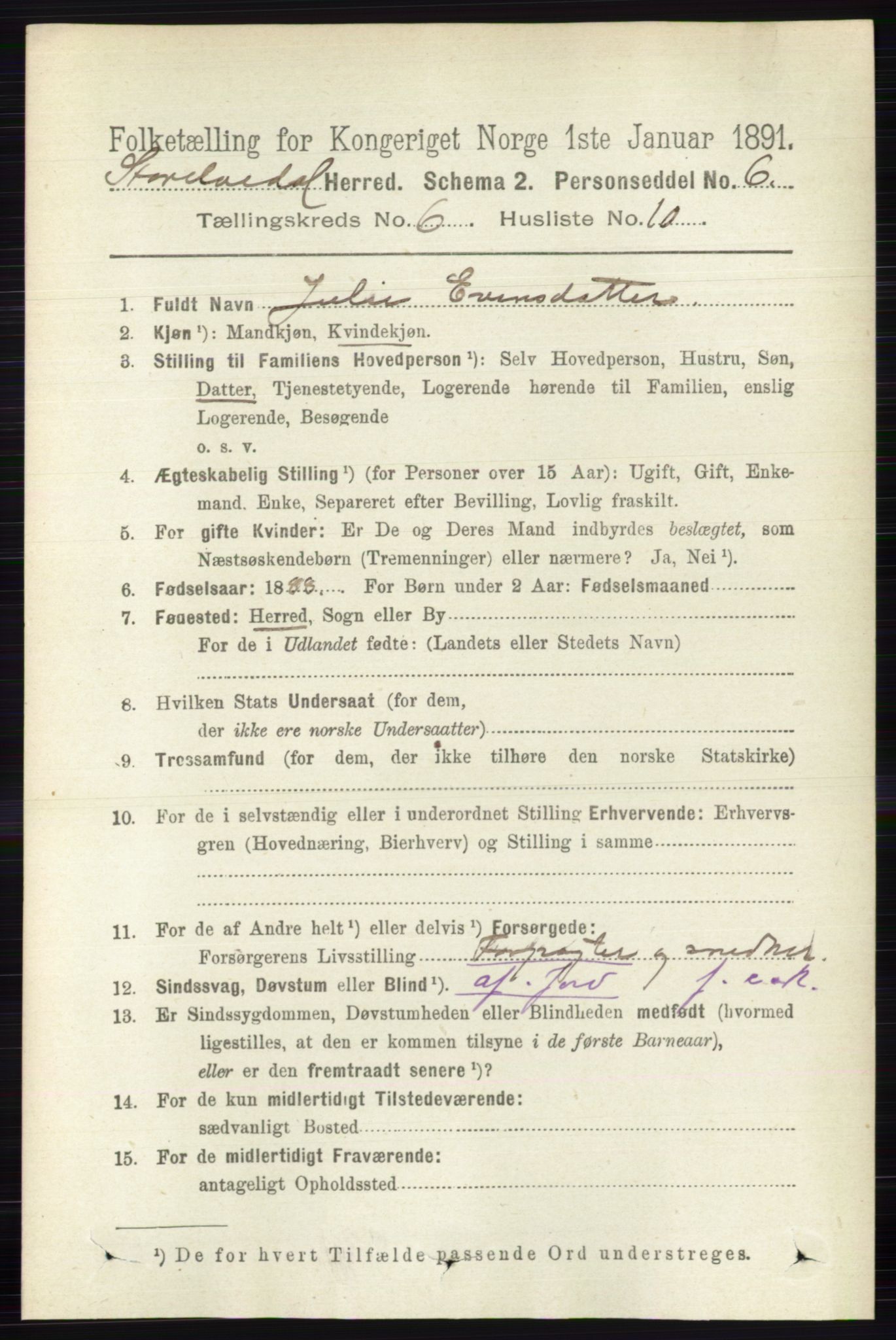 RA, 1891 census for 0430 Stor-Elvdal, 1891, p. 2207