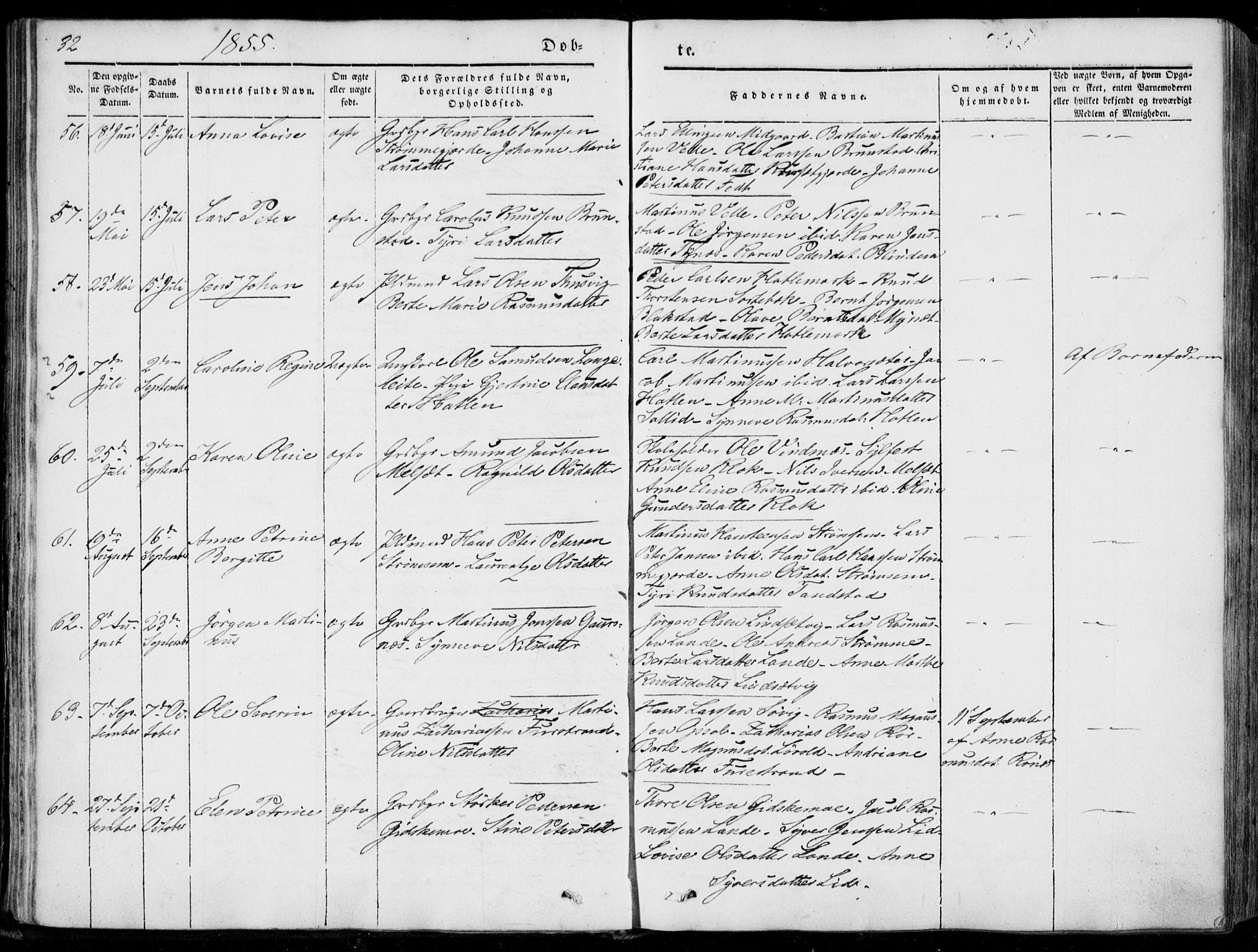 Ministerialprotokoller, klokkerbøker og fødselsregistre - Møre og Romsdal, AV/SAT-A-1454/522/L0313: Parish register (official) no. 522A08, 1852-1862, p. 32