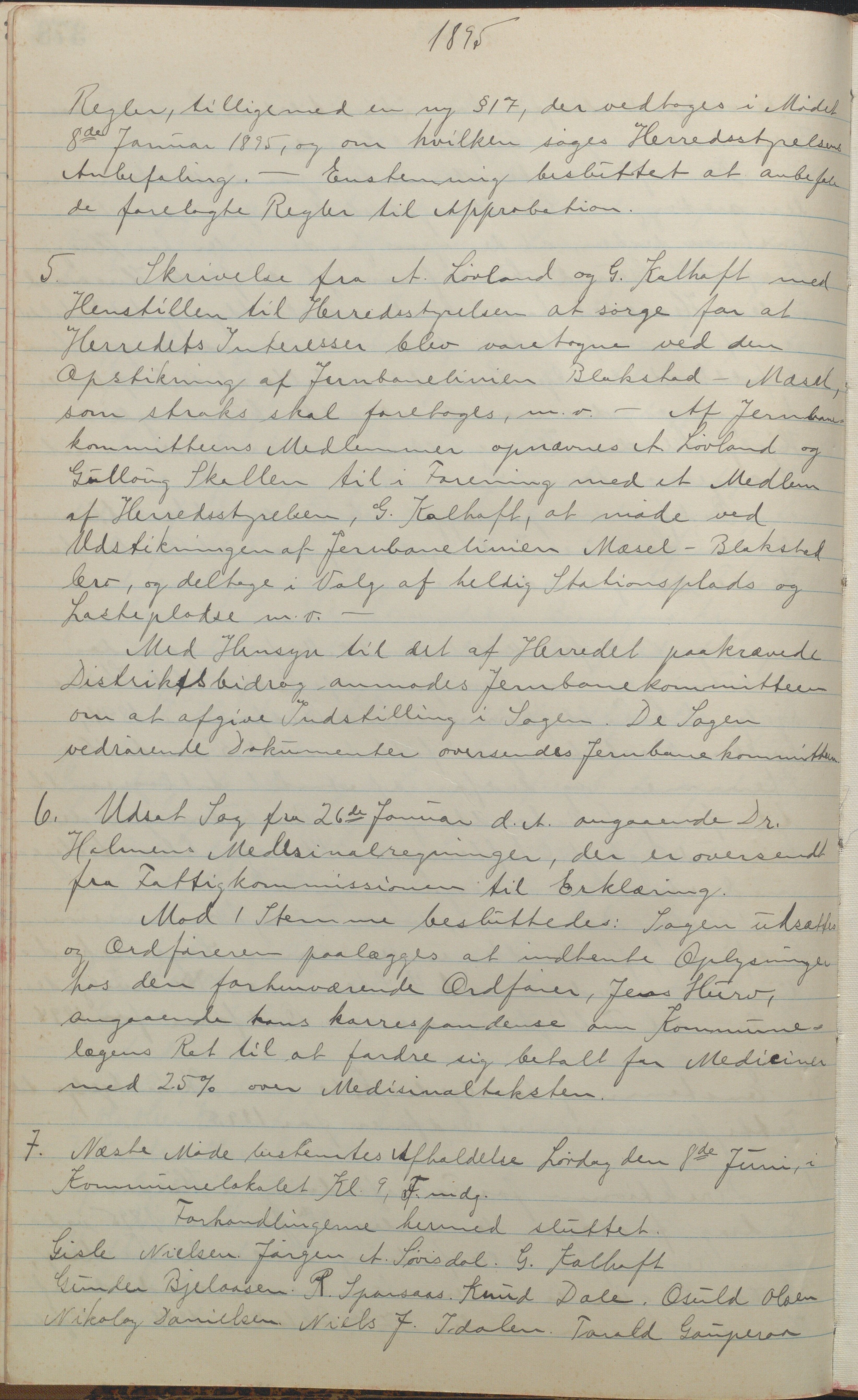 Froland kommune, Formannskap og Kommunestyre, AAKS/KA0919-120/A_1/L0002: Forhandlingsprotokoll, 1881-1895, p. 379