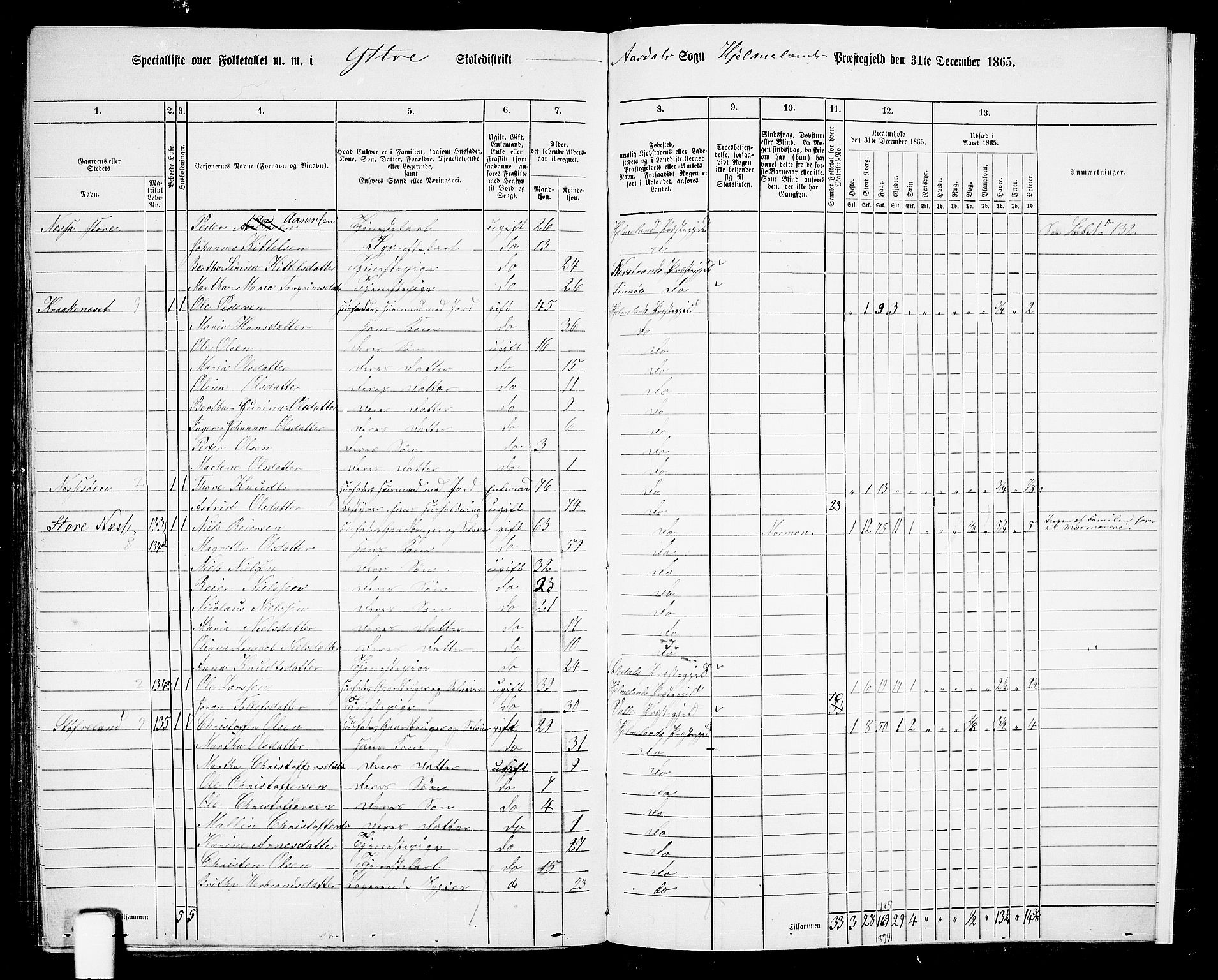 RA, 1865 census for Hjelmeland, 1865, p. 198