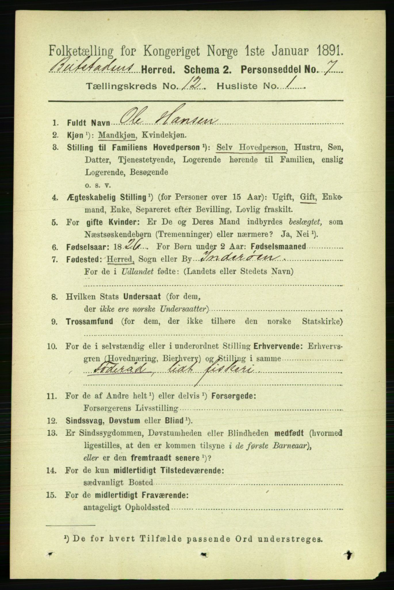 RA, 1891 census for 1727 Beitstad, 1891, p. 3372