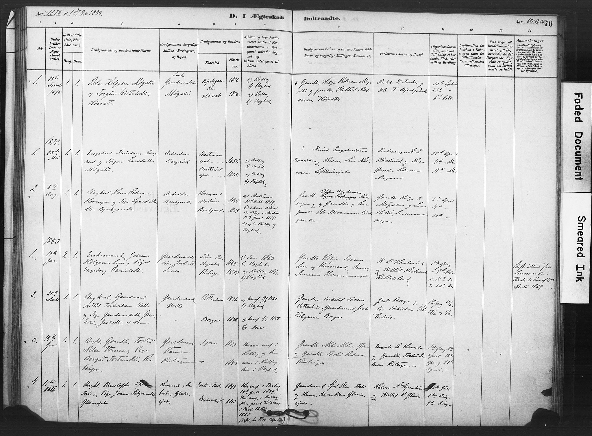 Rollag kirkebøker, AV/SAKO-A-240/F/Fb/L0001: Parish register (official) no. II 1, 1878-1899, p. 76