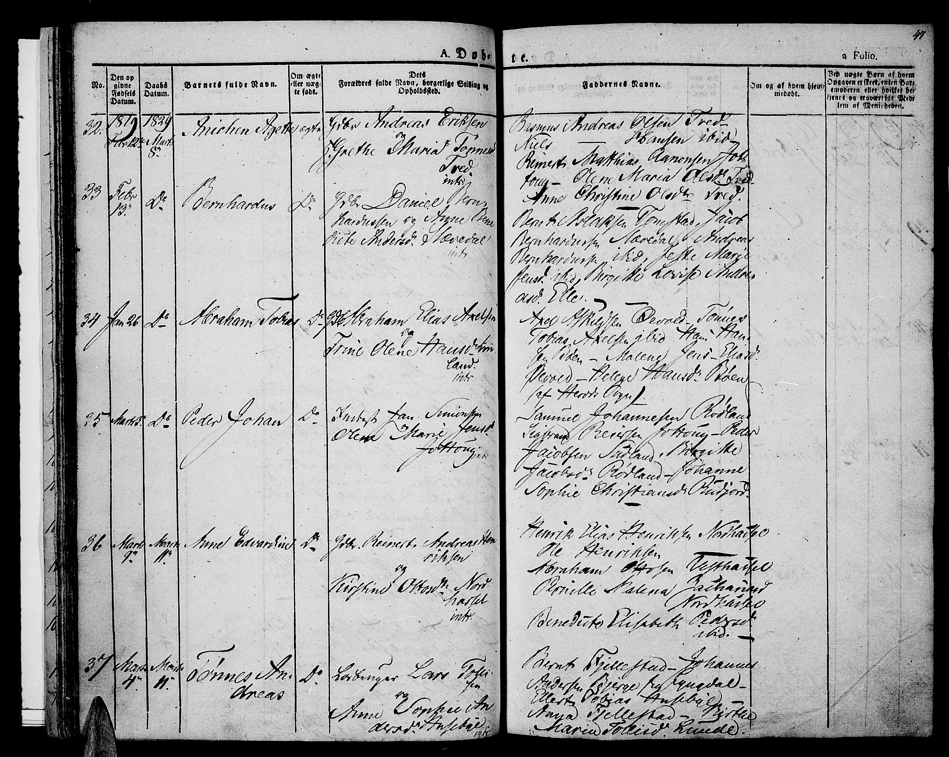 Lista sokneprestkontor, AV/SAK-1111-0027/F/Fa/L0008: Parish register (official) no. A 8, 1823-1835, p. 47