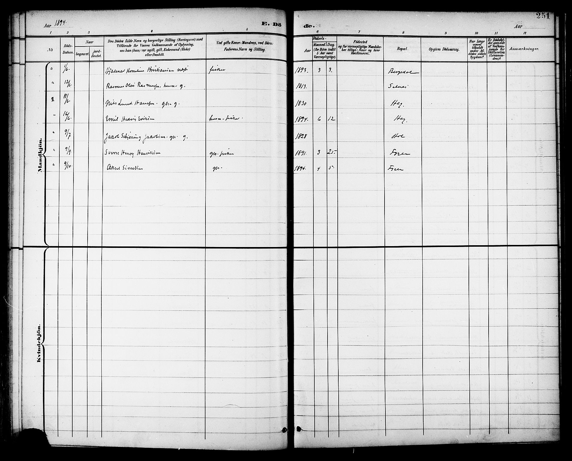 Ministerialprotokoller, klokkerbøker og fødselsregistre - Nordland, AV/SAT-A-1459/882/L1179: Parish register (official) no. 882A01, 1886-1898, p. 251