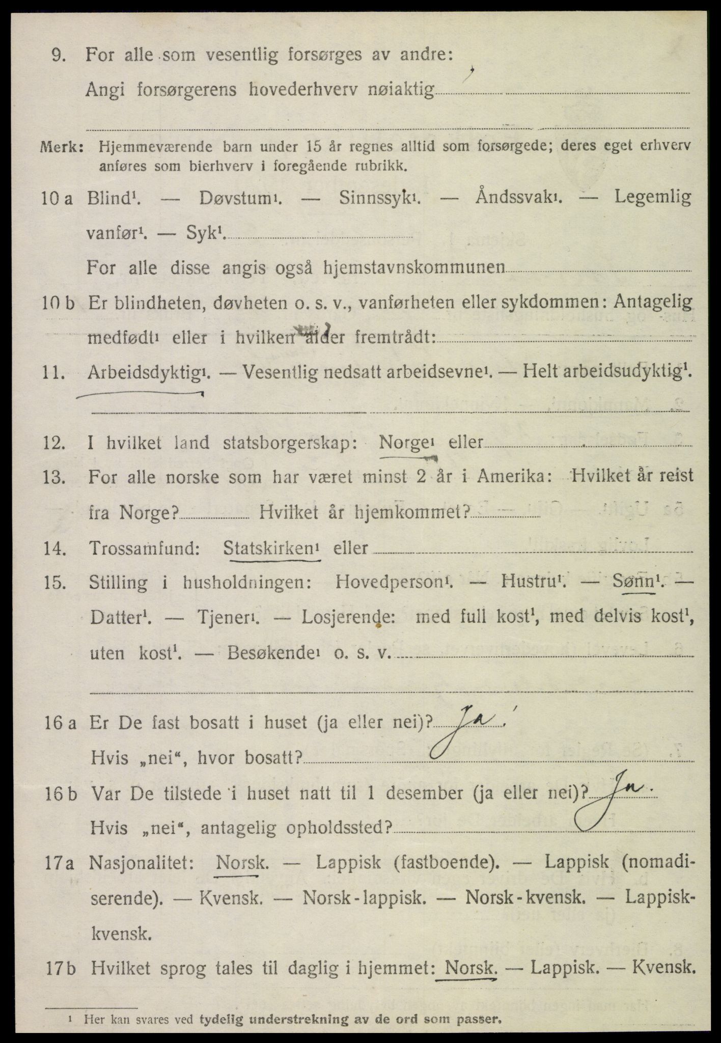 SAT, 1920 census for Snåsa, 1920, p. 1961