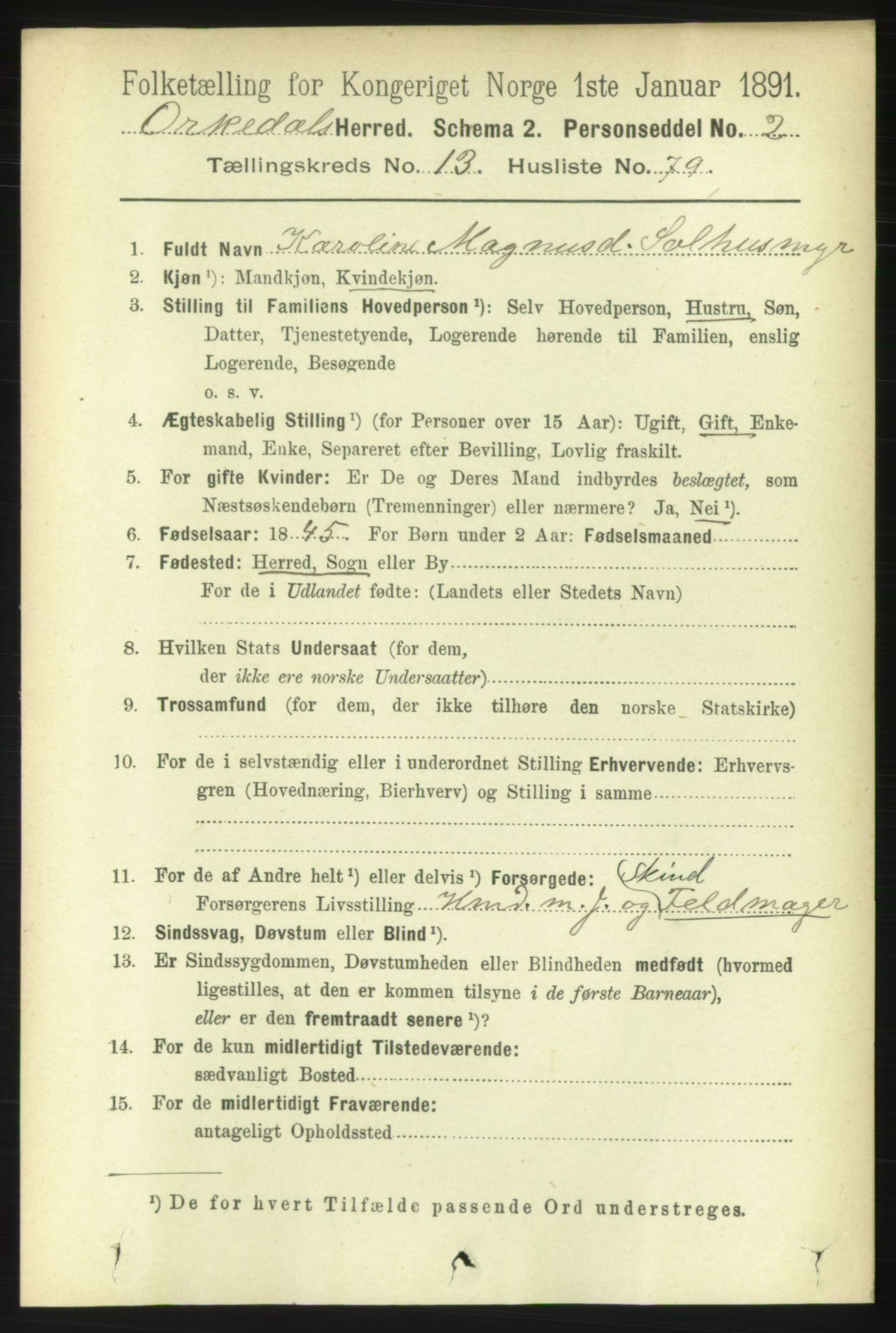 RA, 1891 census for 1638 Orkdal, 1891, p. 6490