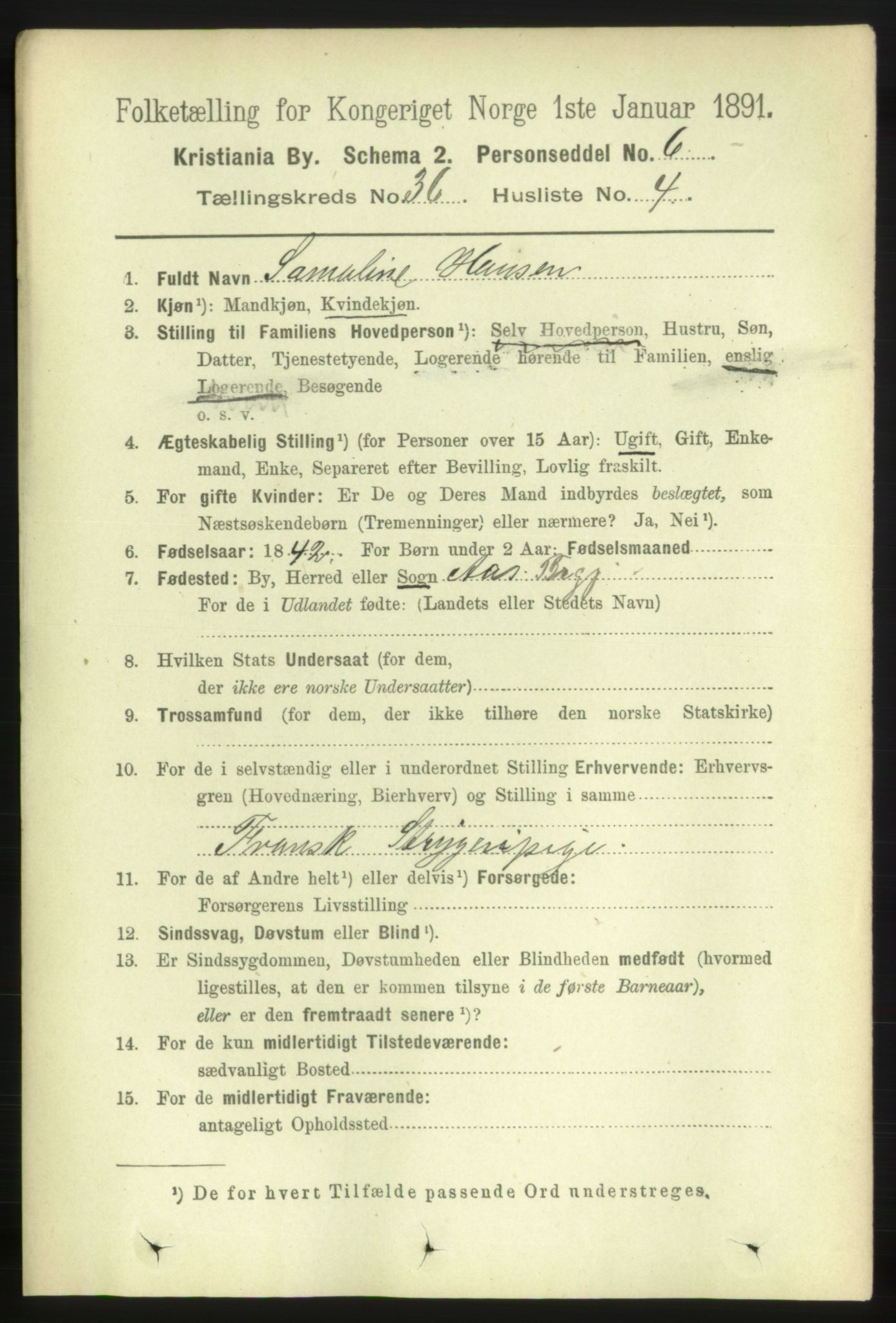 RA, 1891 census for 0301 Kristiania, 1891, p. 20097