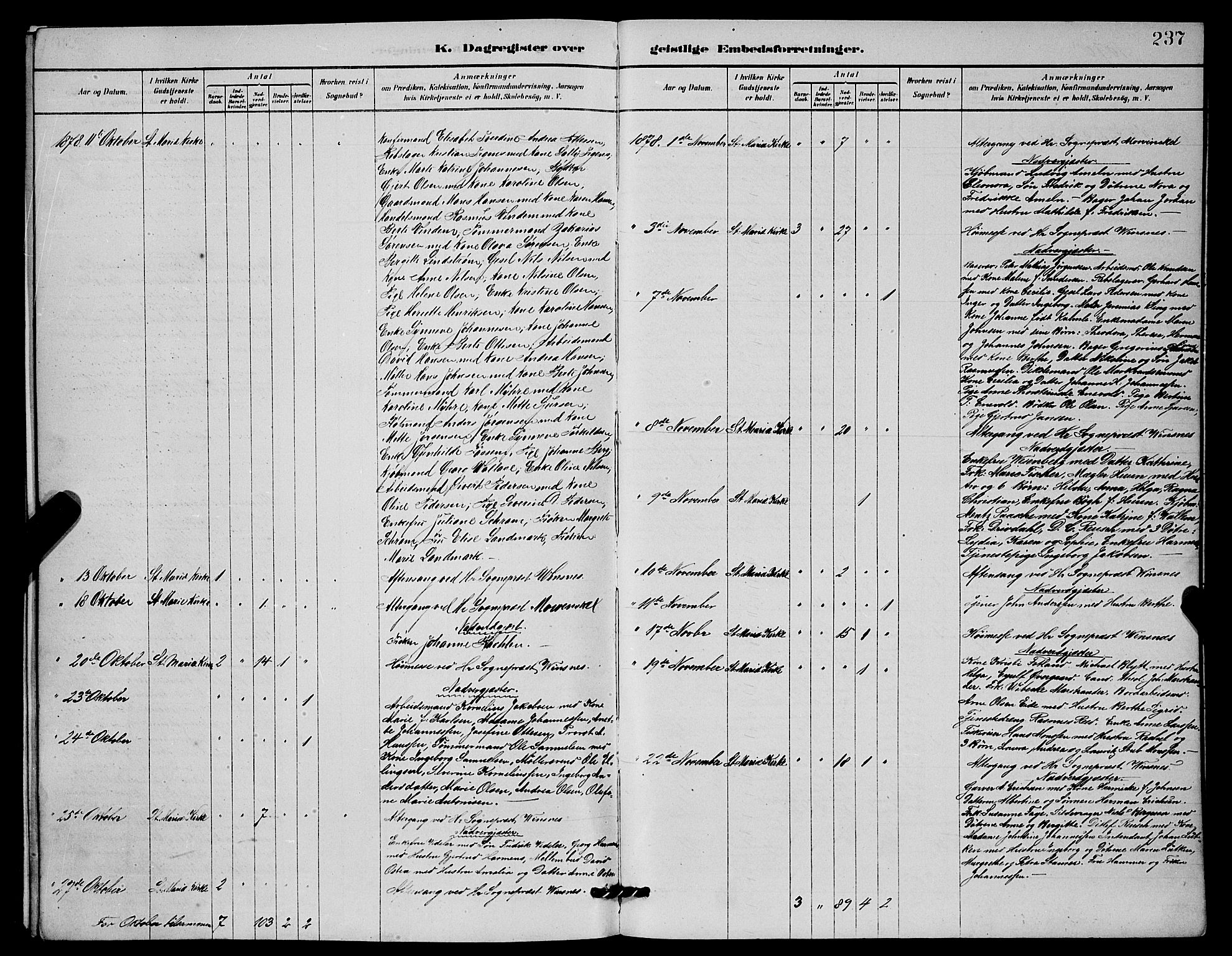 Mariakirken Sokneprestembete, SAB/A-76901/H/Hab/L0004: Parish register (copy) no. A 4, 1878-1892, p. 237