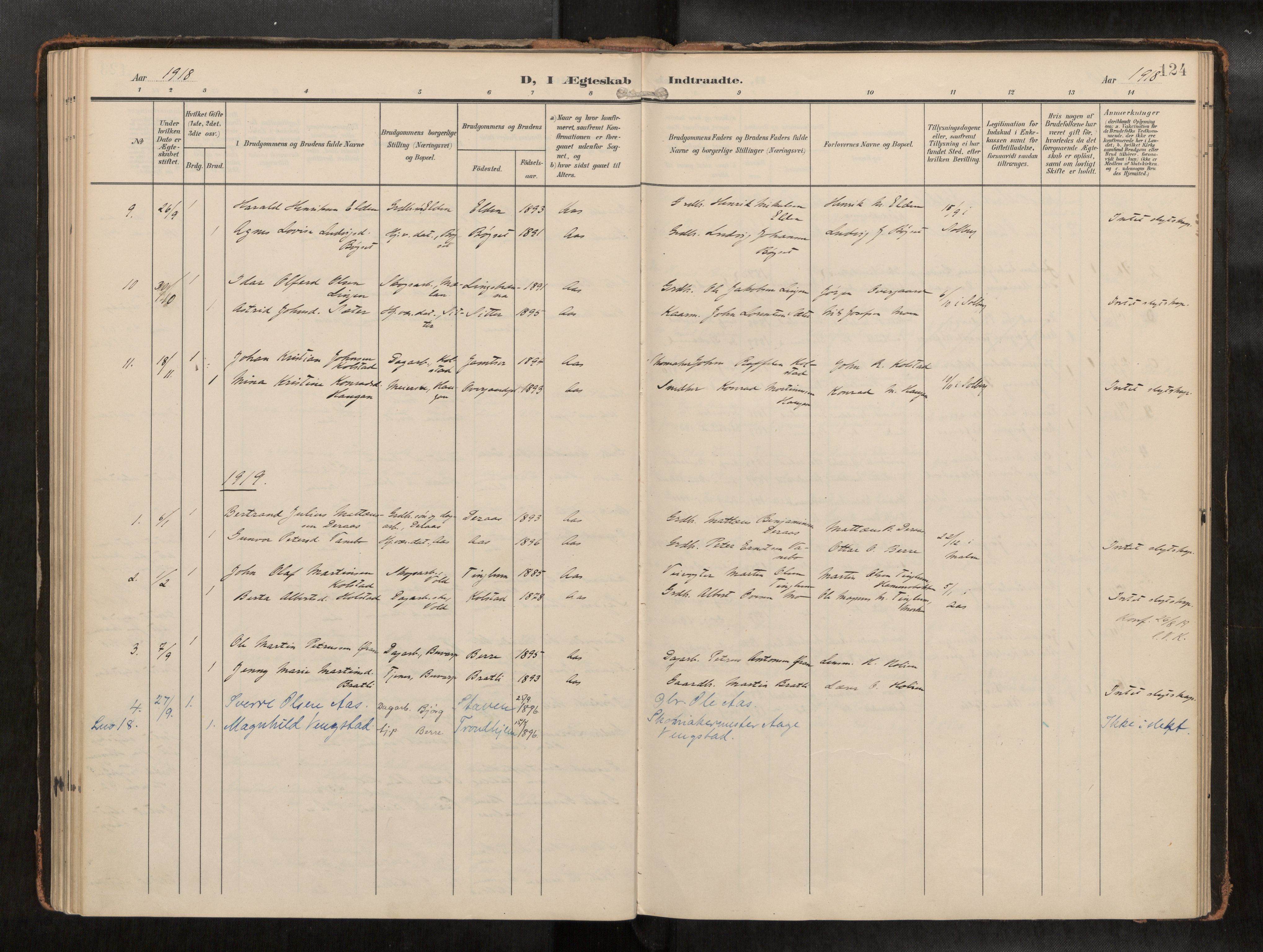 Ministerialprotokoller, klokkerbøker og fødselsregistre - Nord-Trøndelag, AV/SAT-A-1458/742/L0409a: Parish register (official) no. 742A03, 1906-1924, p. 124