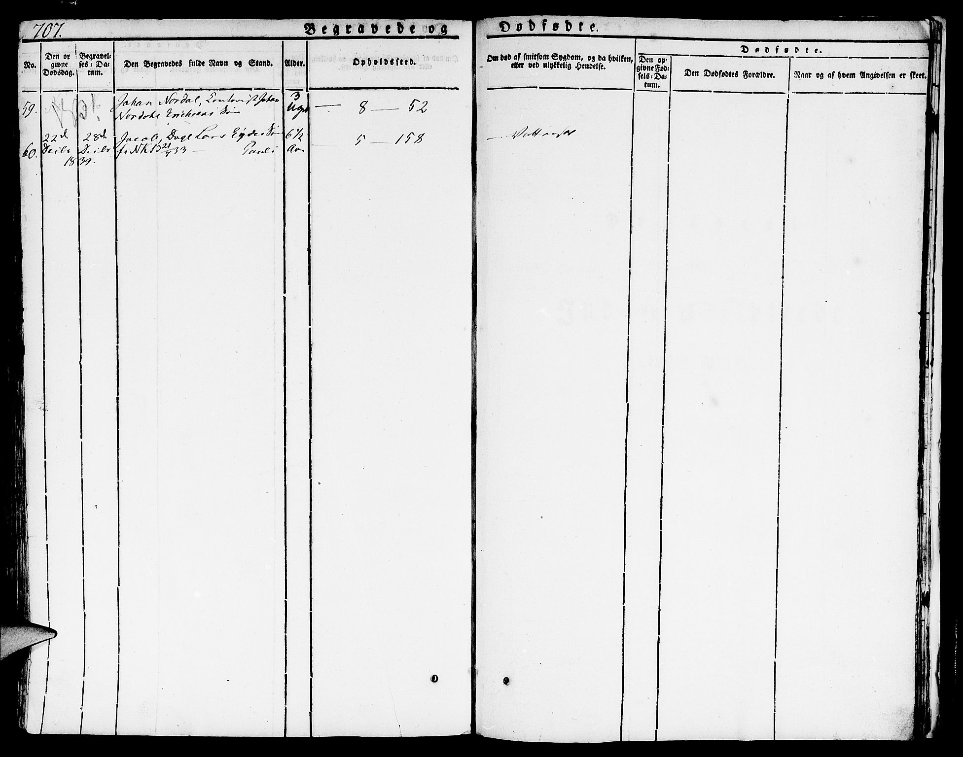 Nykirken Sokneprestembete, AV/SAB-A-77101/H/Hab: Parish register (copy) no. A 5II, 1821-1843, p. 707