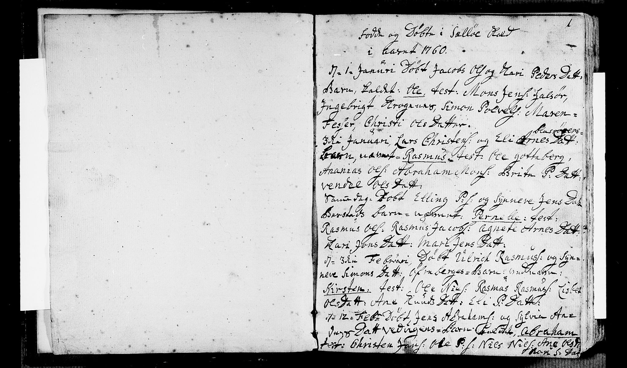 Selje sokneprestembete, AV/SAB-A-99938/H/Ha/Haa/Haaa: Parish register (official) no. A 5, 1760-1782, p. 1