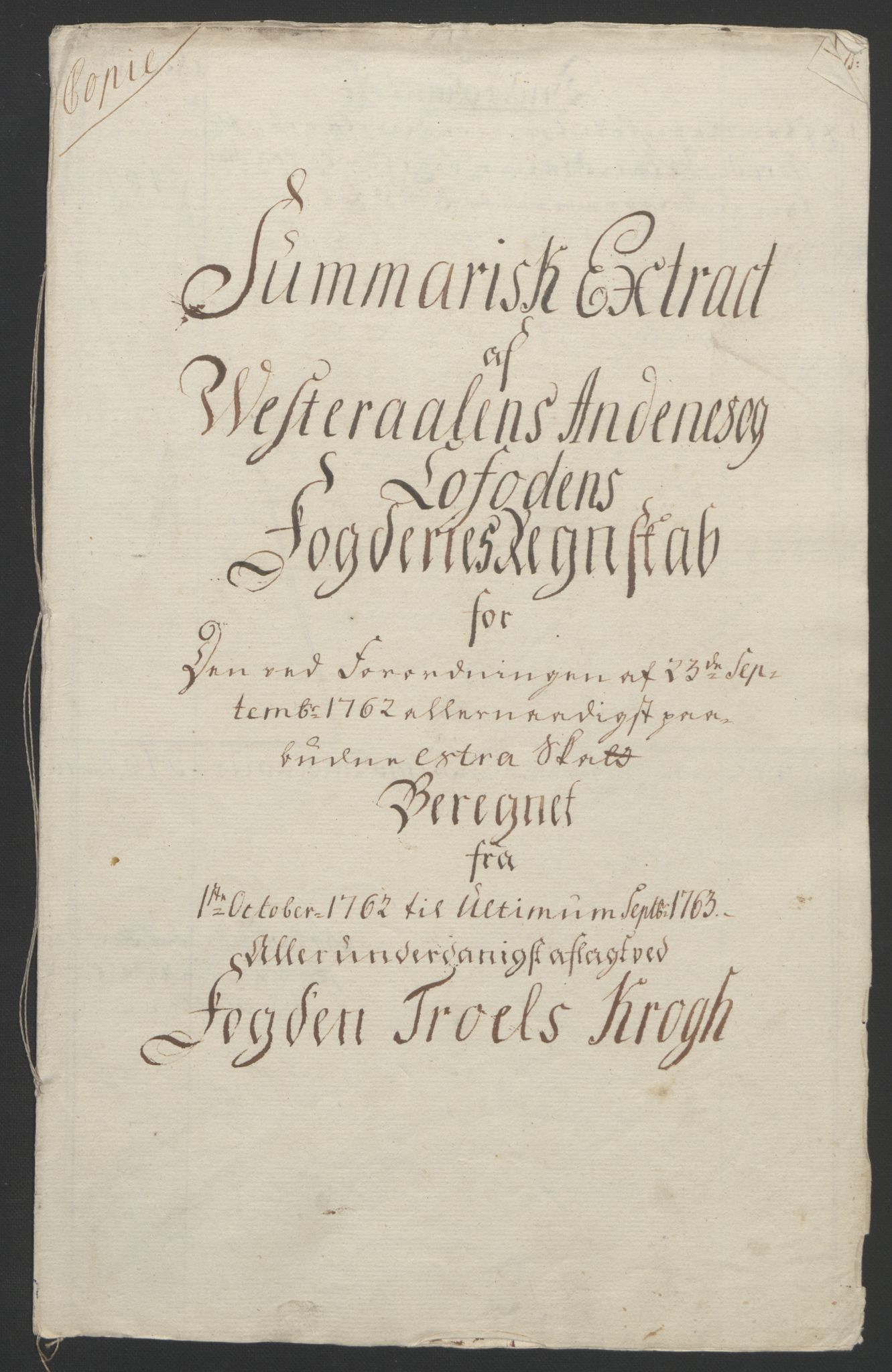 Rentekammeret inntil 1814, Reviderte regnskaper, Fogderegnskap, RA/EA-4092/R67/L4747: Ekstraskatten Vesterålen, Andenes og Lofoten, 1762-1766, p. 35