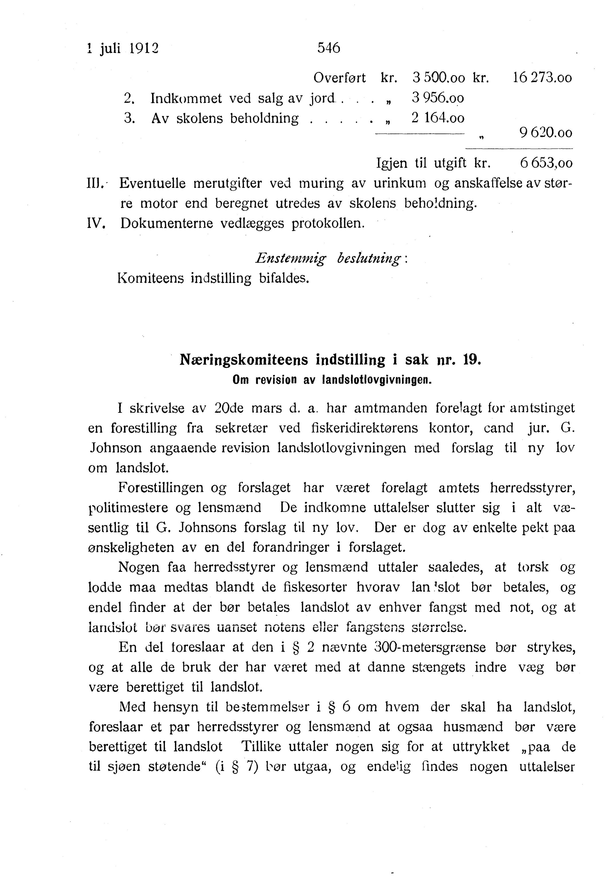 Nordland Fylkeskommune. Fylkestinget, AIN/NFK-17/176/A/Ac/L0035: Fylkestingsforhandlinger 1912, 1912