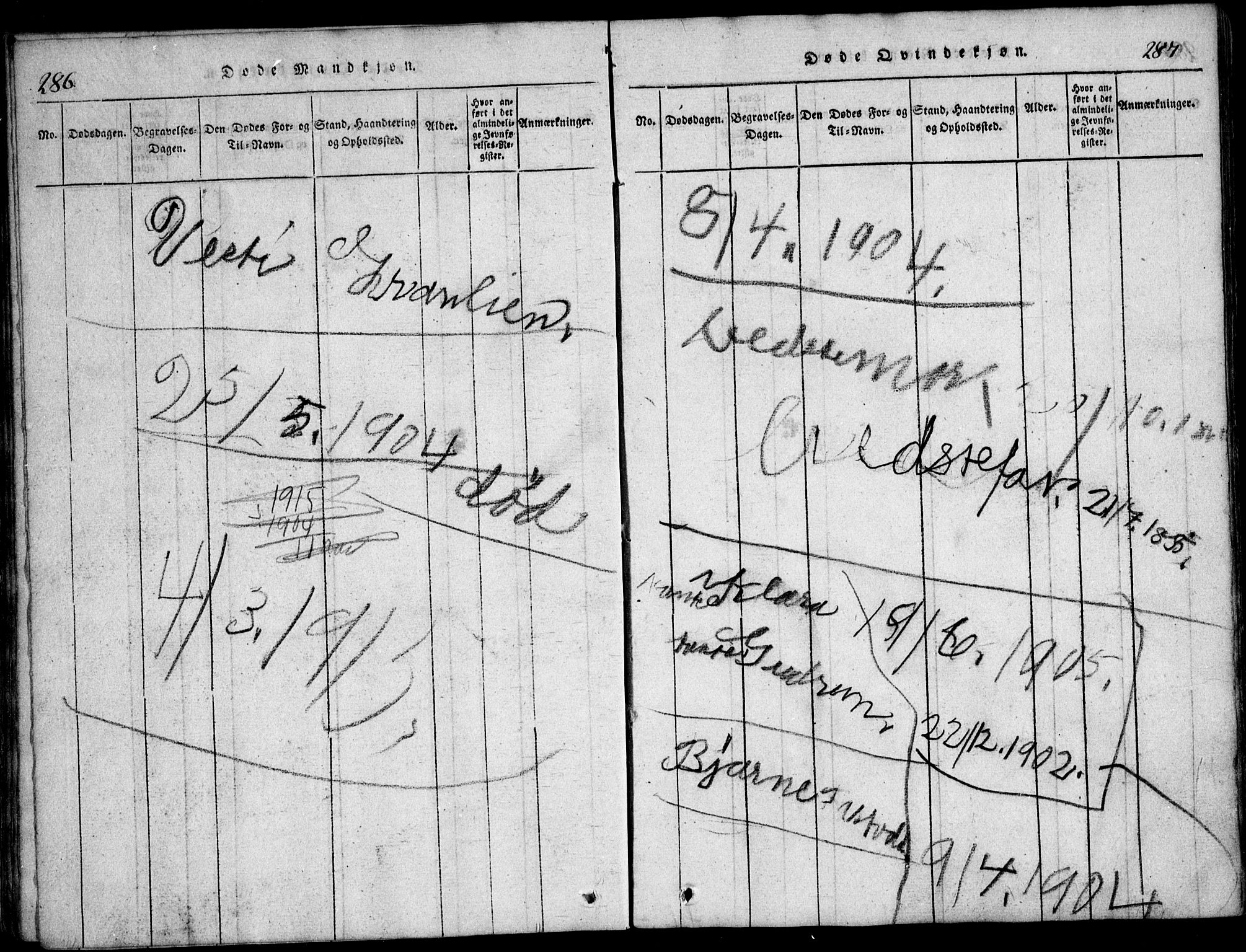 Nesodden prestekontor Kirkebøker, SAO/A-10013/G/Ga/L0001: Parish register (copy) no. I 1, 1814-1847, p. 286-287
