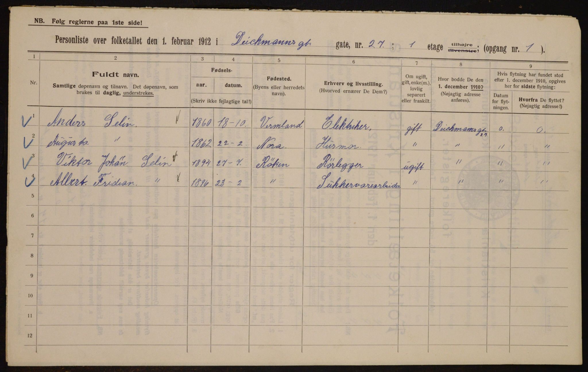 OBA, Municipal Census 1912 for Kristiania, 1912, p. 15733