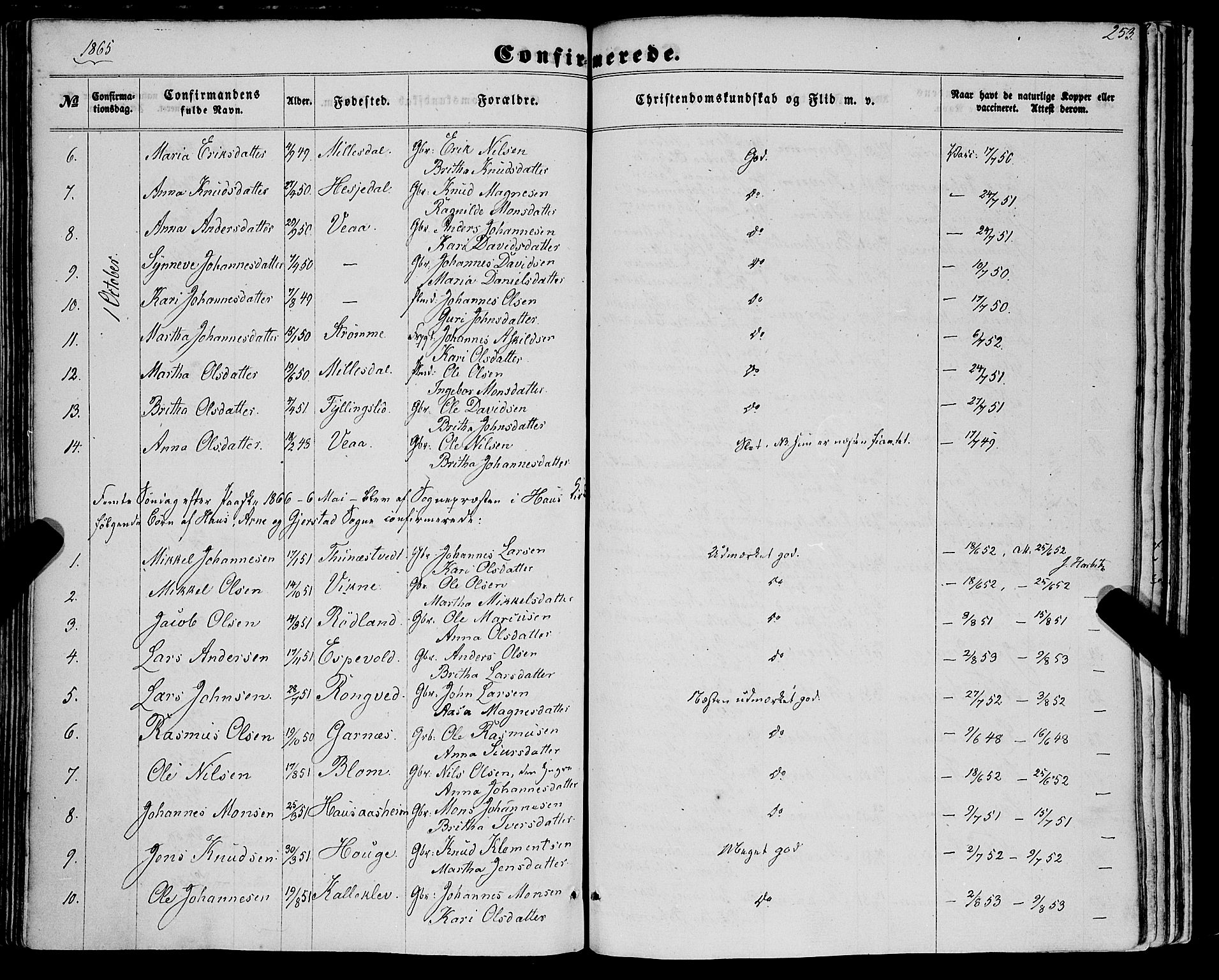 Haus sokneprestembete, SAB/A-75601/H/Haa: Parish register (official) no. A 17, 1858-1870, p. 253