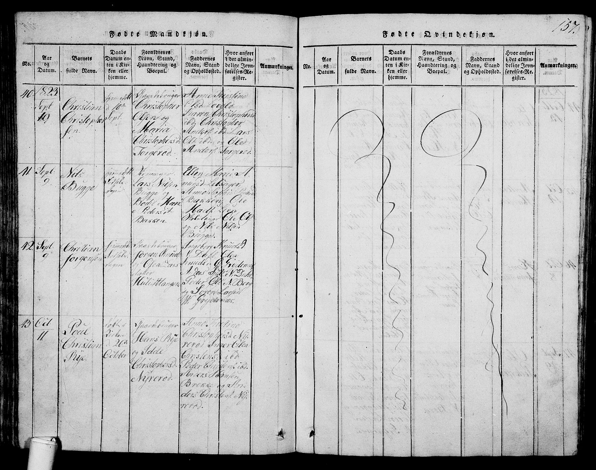 Våle kirkebøker, SAKO/A-334/G/Ga/L0001: Parish register (copy) no. I 1, 1814-1824, p. 156-157