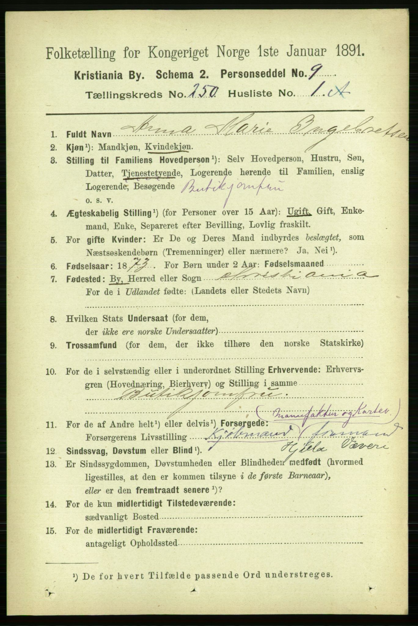 RA, 1891 census for 0301 Kristiania, 1891, p. 152744