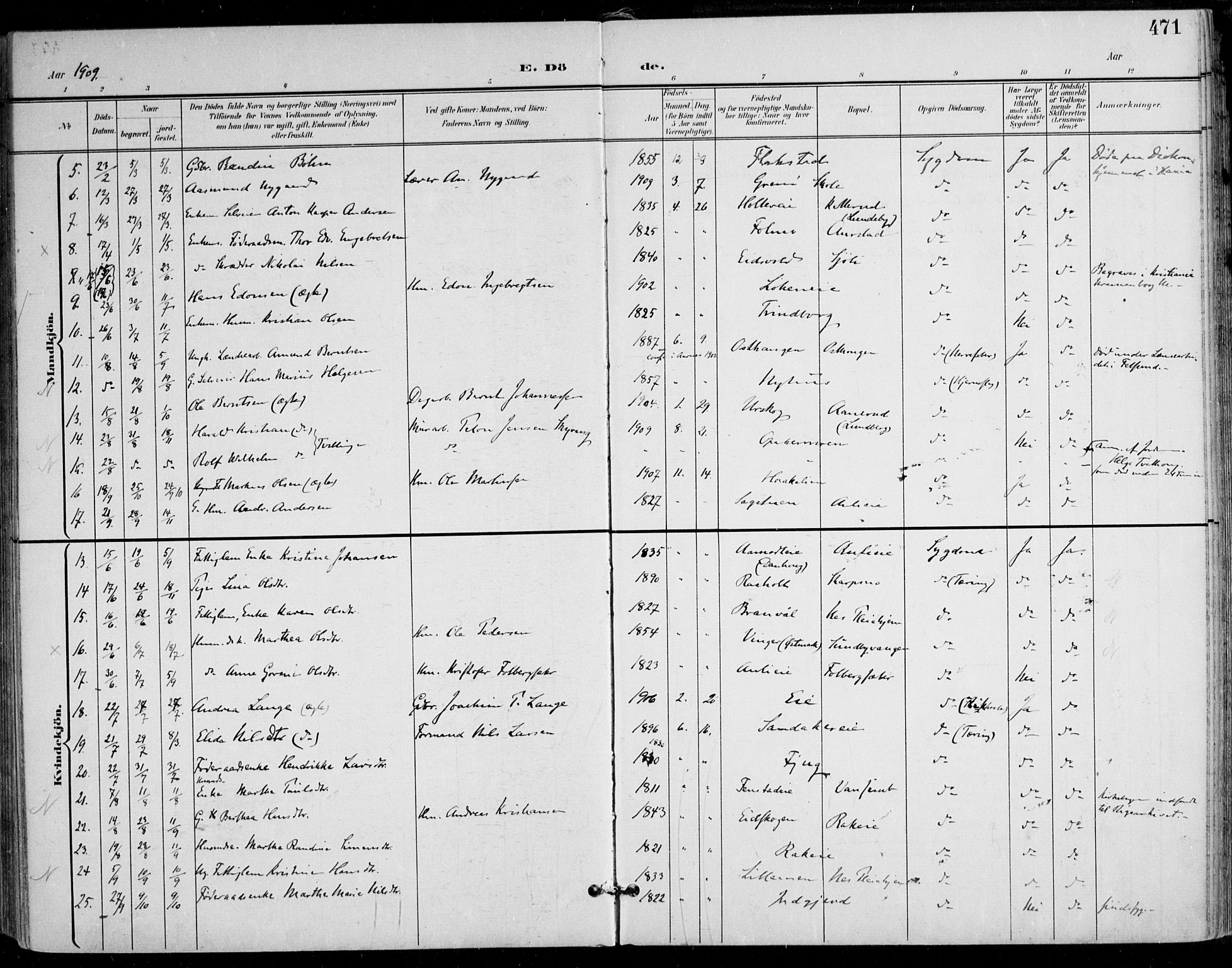 Nes prestekontor Kirkebøker, SAO/A-10410/F/Fa/L0011: Parish register (official) no. I 11, 1899-1918, p. 471