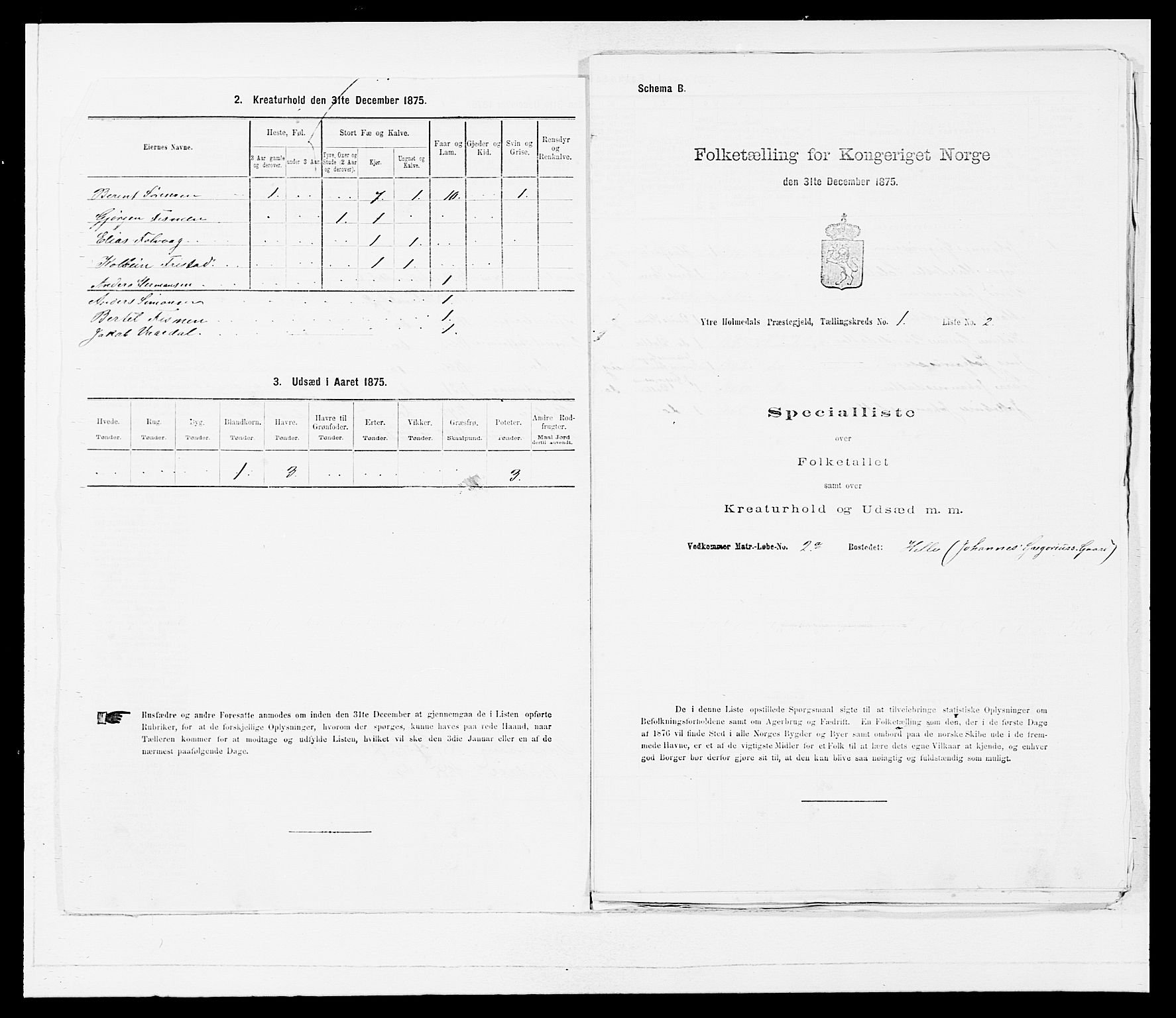 SAB, 1875 census for 1429P Ytre Holmedal, 1875, p. 51