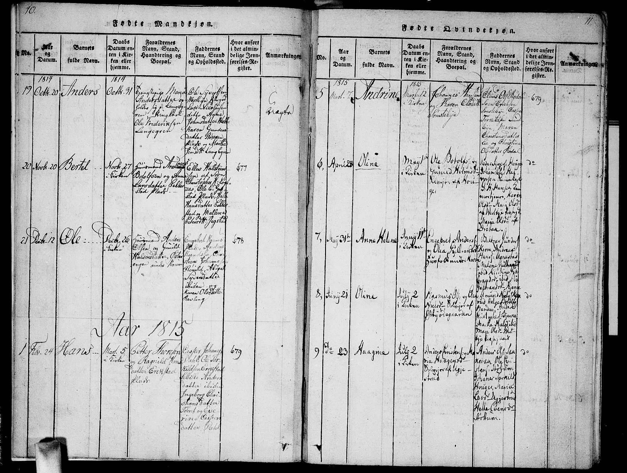Vestby prestekontor Kirkebøker, SAO/A-10893/G/Ga/L0001: Parish register (copy) no. I 1, 1814-1827, p. 10-11