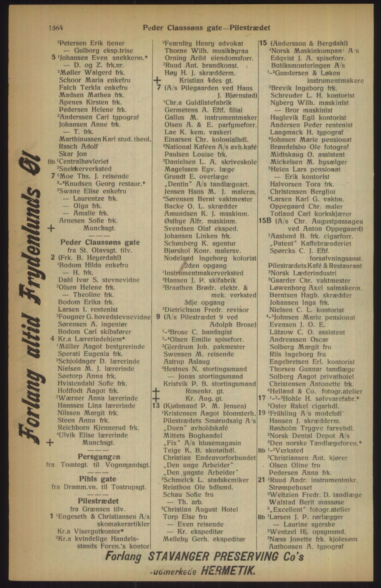 Kristiania/Oslo adressebok, PUBL/-, 1915, p. 1564