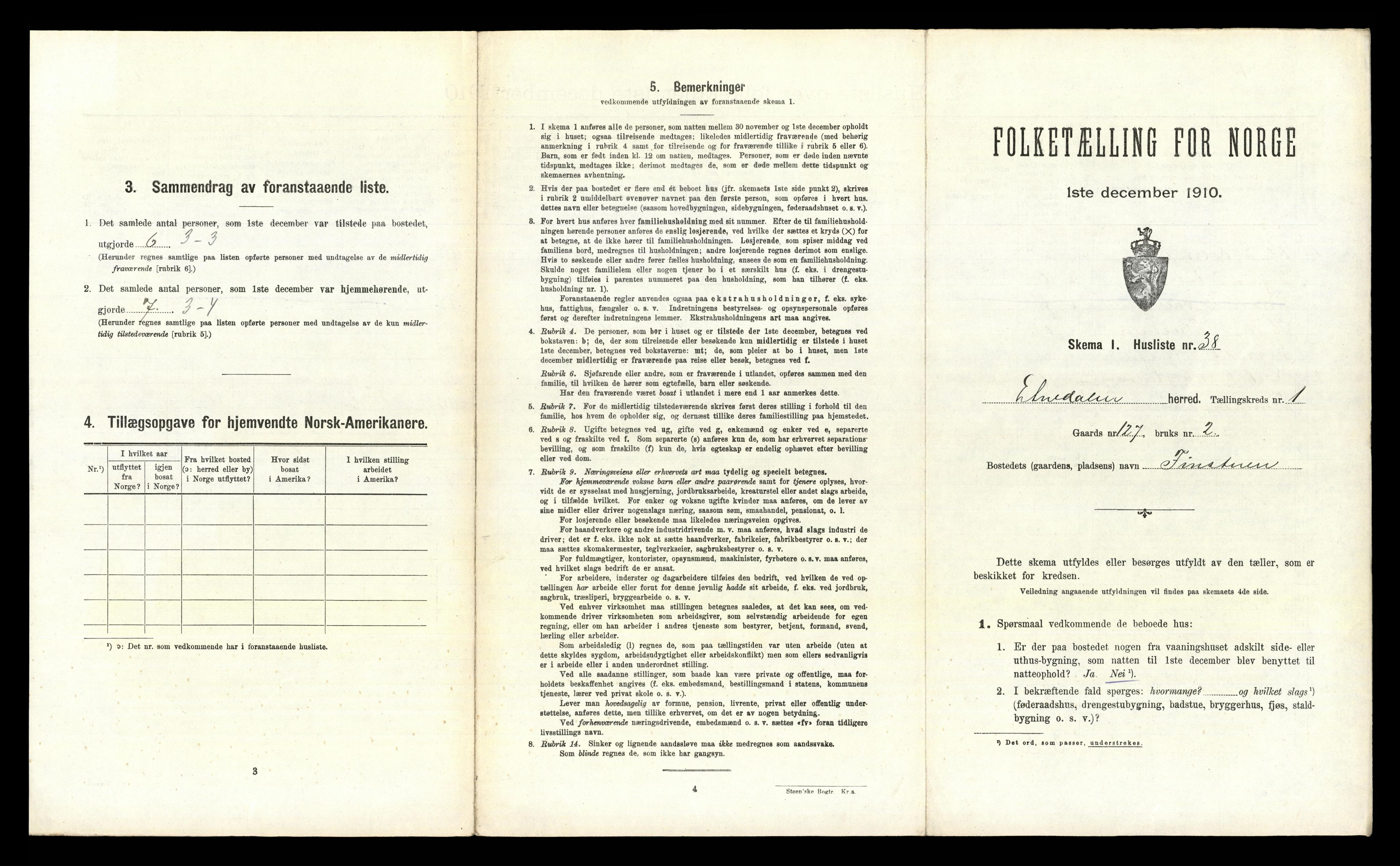 RA, 1910 census for Etnedal, 1910, p. 103