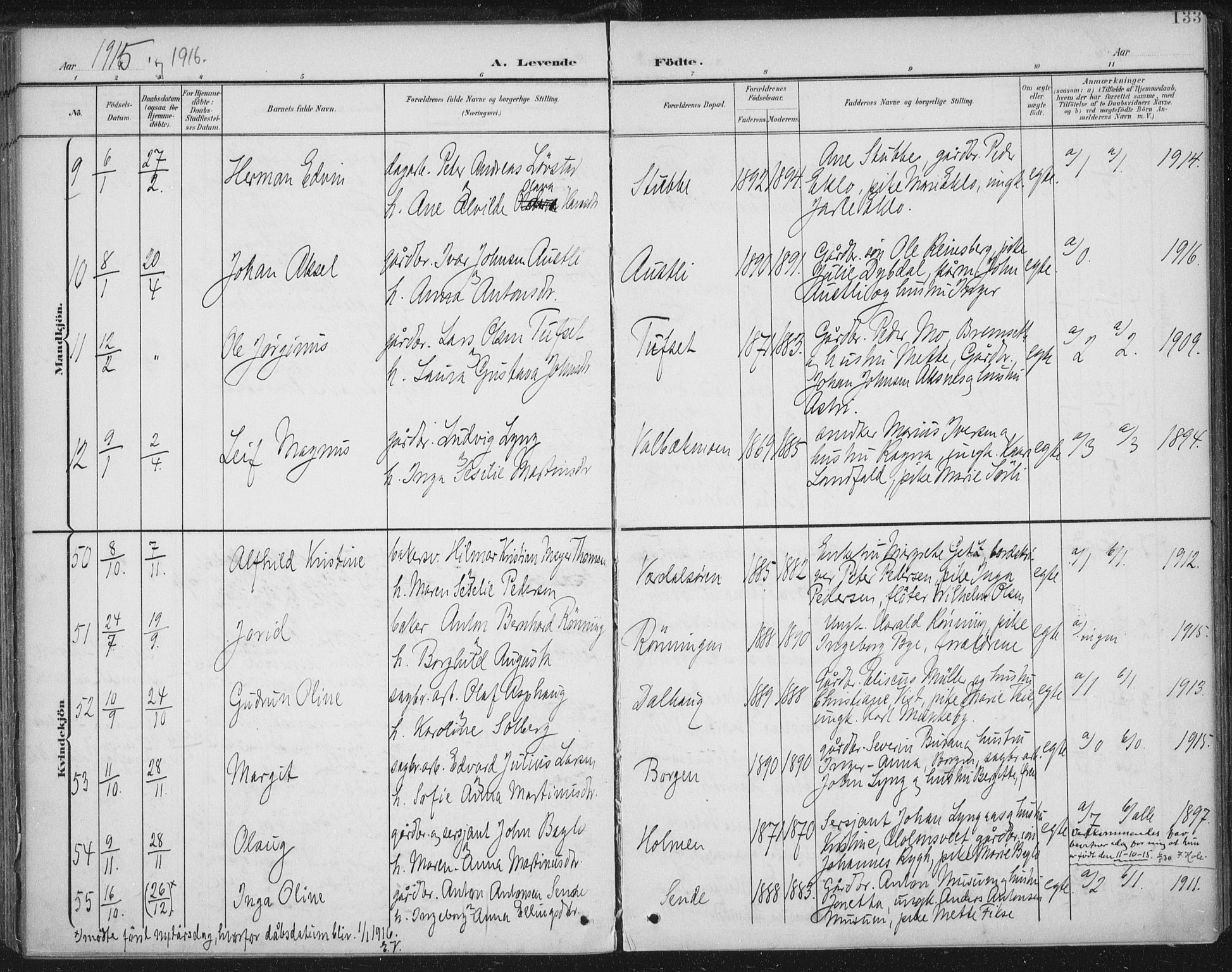 Ministerialprotokoller, klokkerbøker og fødselsregistre - Nord-Trøndelag, AV/SAT-A-1458/723/L0246: Parish register (official) no. 723A15, 1900-1917, p. 133