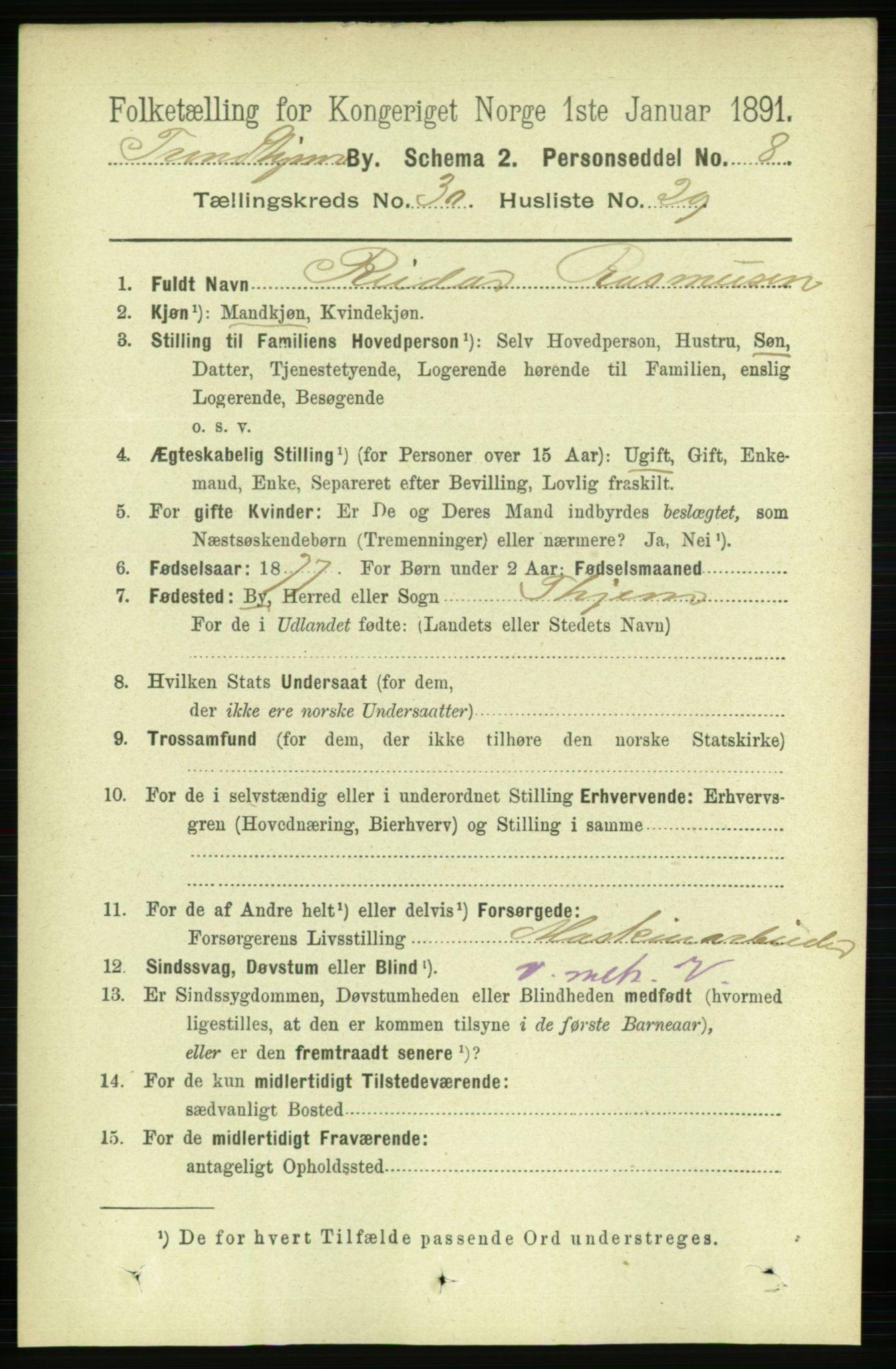 RA, 1891 census for 1601 Trondheim, 1891, p. 22759