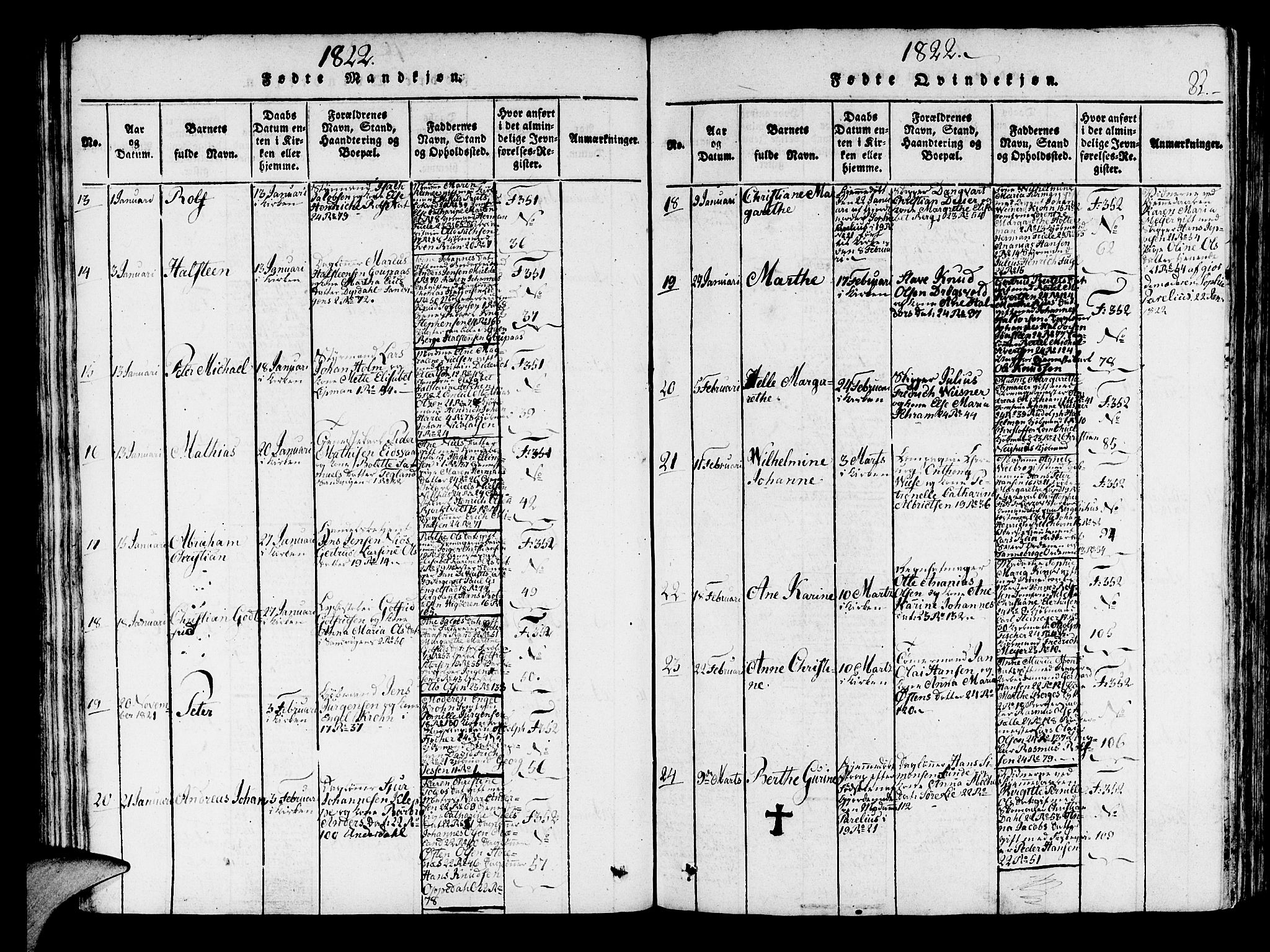 Korskirken sokneprestembete, AV/SAB-A-76101/H/Haa/L0013: Parish register (official) no. A 13, 1815-1822, p. 82