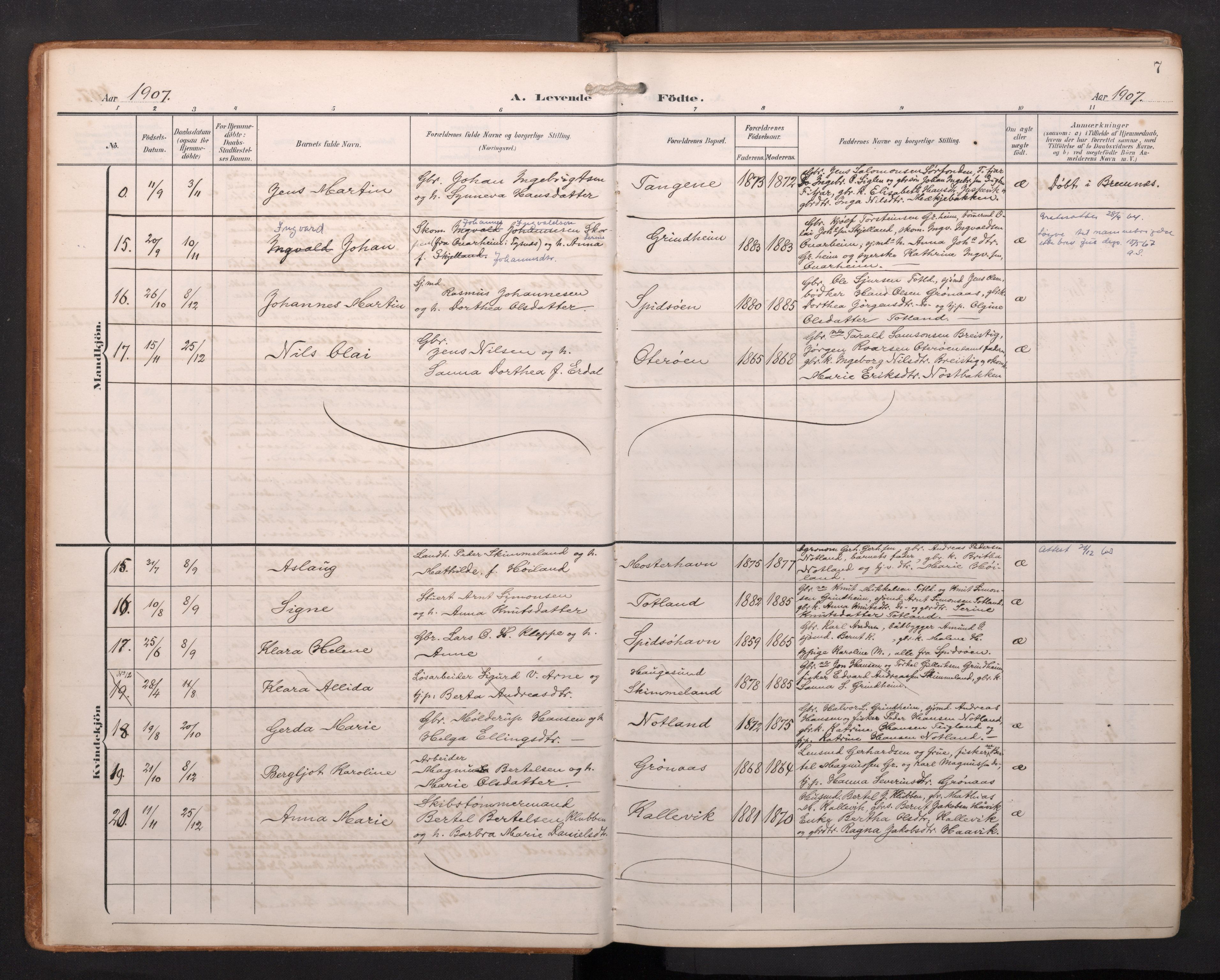 Finnås sokneprestembete, AV/SAB-A-99925/H/Ha/Haa/Haab/L0003: Parish register (official) no. B 3, 1907-1923, p. 7