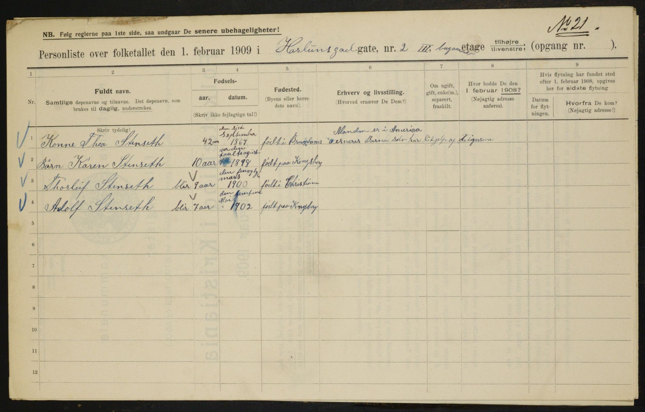 OBA, Municipal Census 1909 for Kristiania, 1909, p. 24231