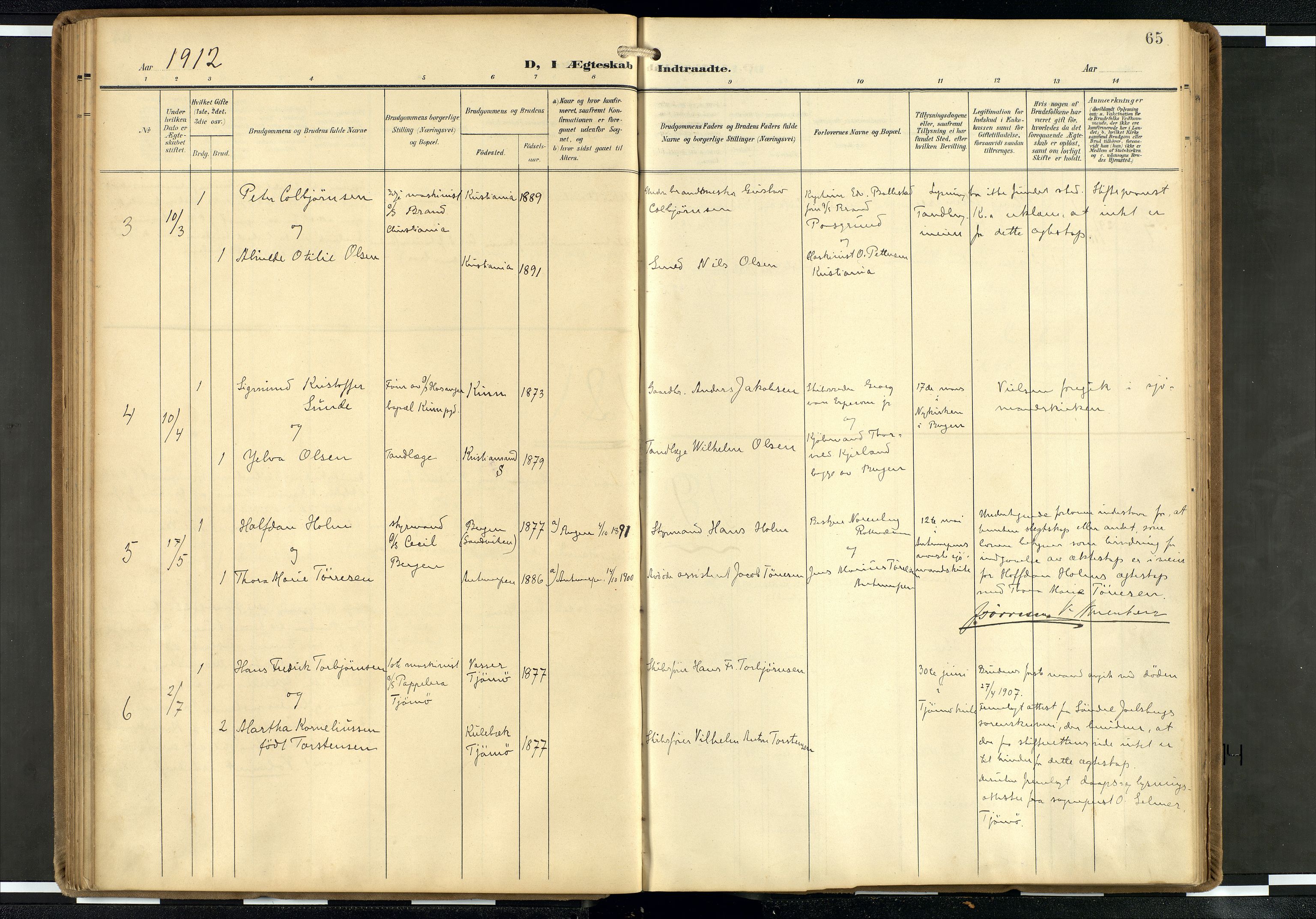 Den norske sjømannsmisjon i utlandet/Hollandske havner (Amsterdam-Rotterdam-Europort), AV/SAB-SAB/PA-0106/H/Ha/Haa/L0003: Parish register (official) no. A 3, 1908-1927, p. 64b-65a