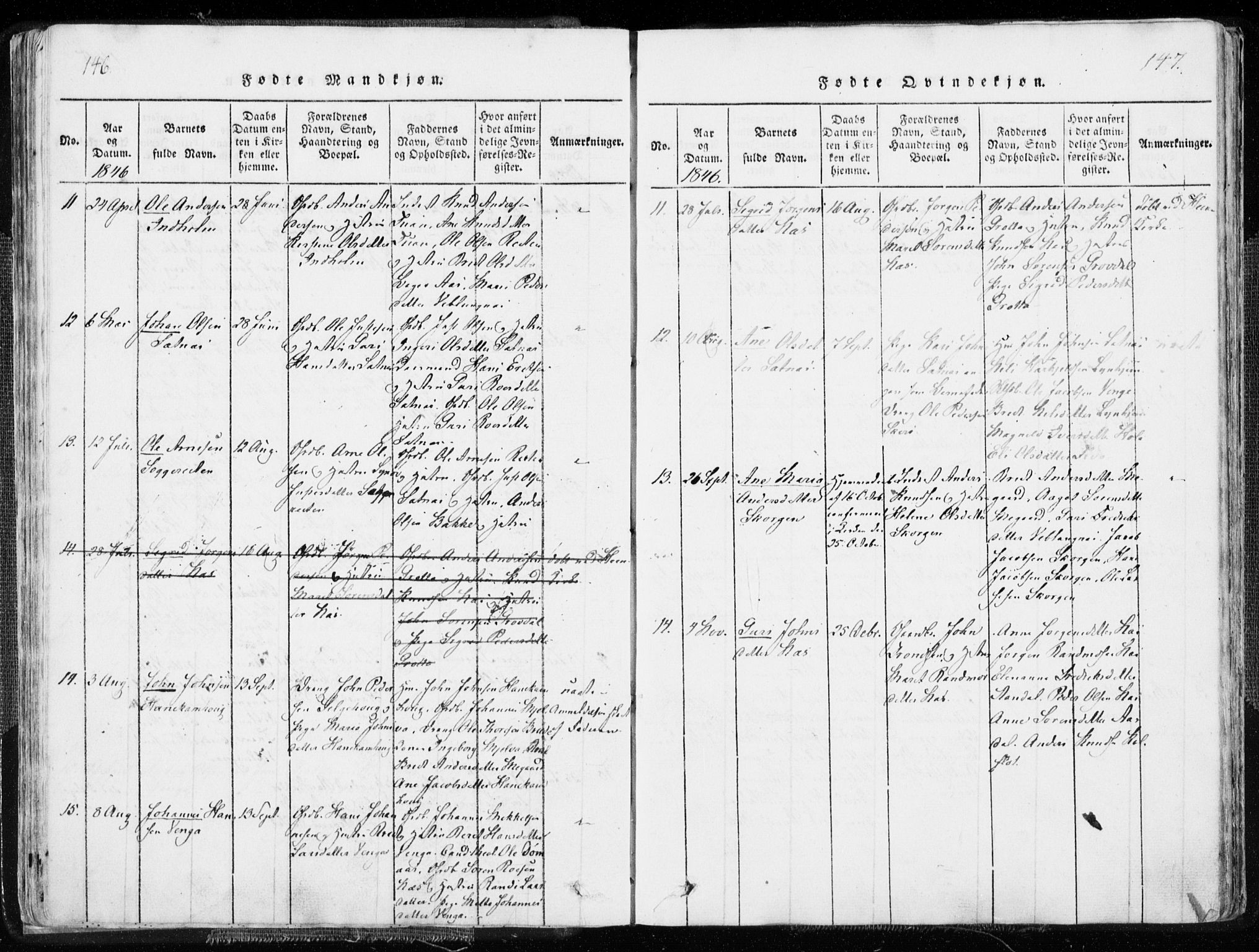 Ministerialprotokoller, klokkerbøker og fødselsregistre - Møre og Romsdal, SAT/A-1454/544/L0571: Parish register (official) no. 544A04, 1818-1853, p. 146-147