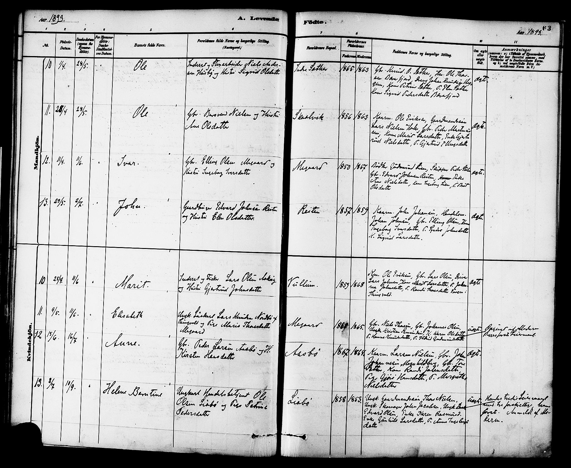 Ministerialprotokoller, klokkerbøker og fødselsregistre - Møre og Romsdal, SAT/A-1454/576/L0885: Parish register (official) no. 576A03, 1880-1898, p. 63