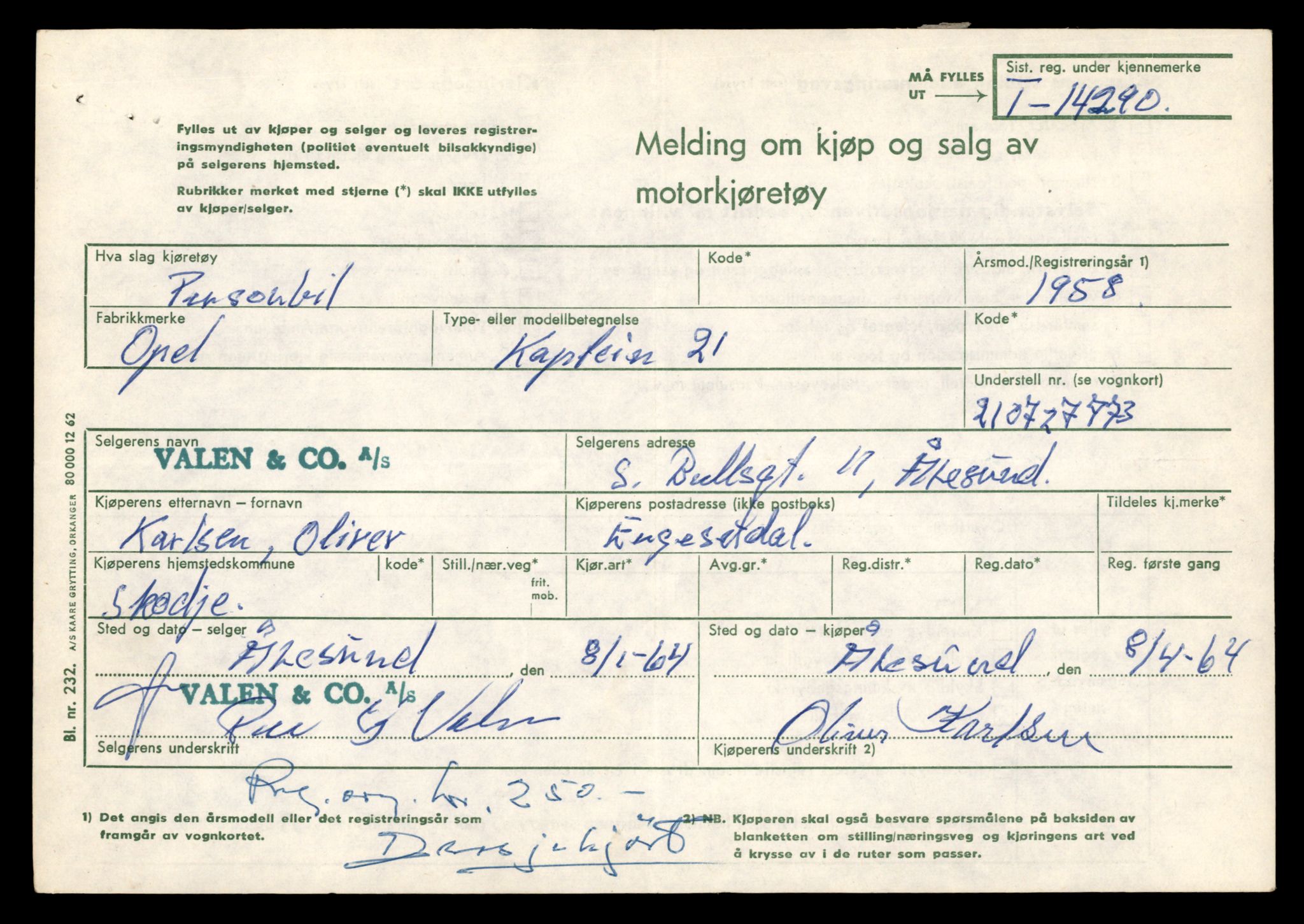 Møre og Romsdal vegkontor - Ålesund trafikkstasjon, AV/SAT-A-4099/F/Fe/L0044: Registreringskort for kjøretøy T 14205 - T 14319, 1927-1998, p. 2503