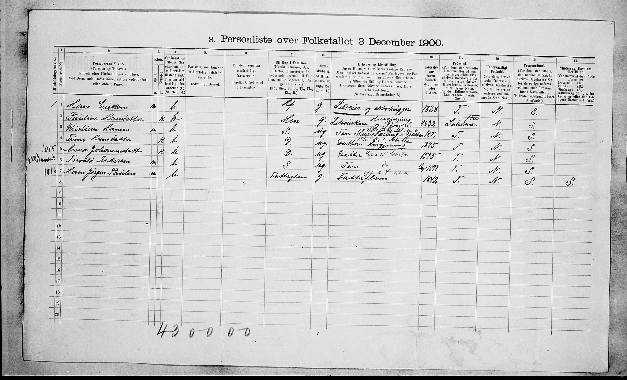 RA, 1900 census for Hof, 1900, p. 389