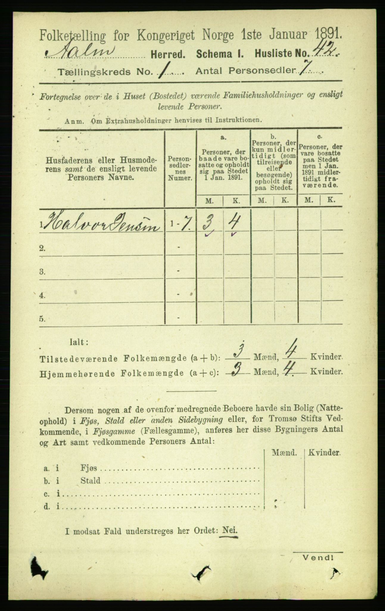 RA, 1891 census for 1644 Ålen, 1891, p. 62