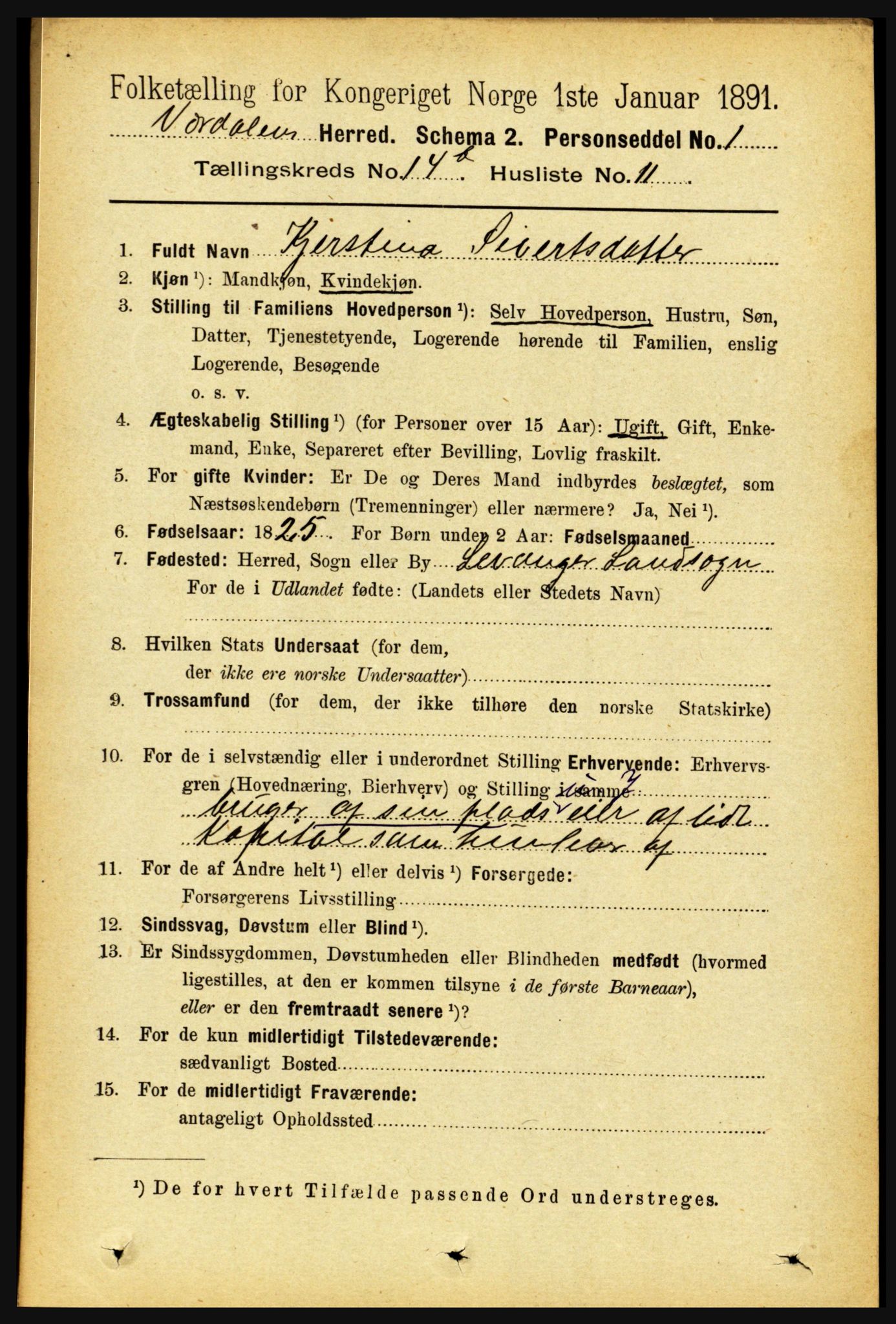 RA, 1891 census for 1721 Verdal, 1891, p. 7411