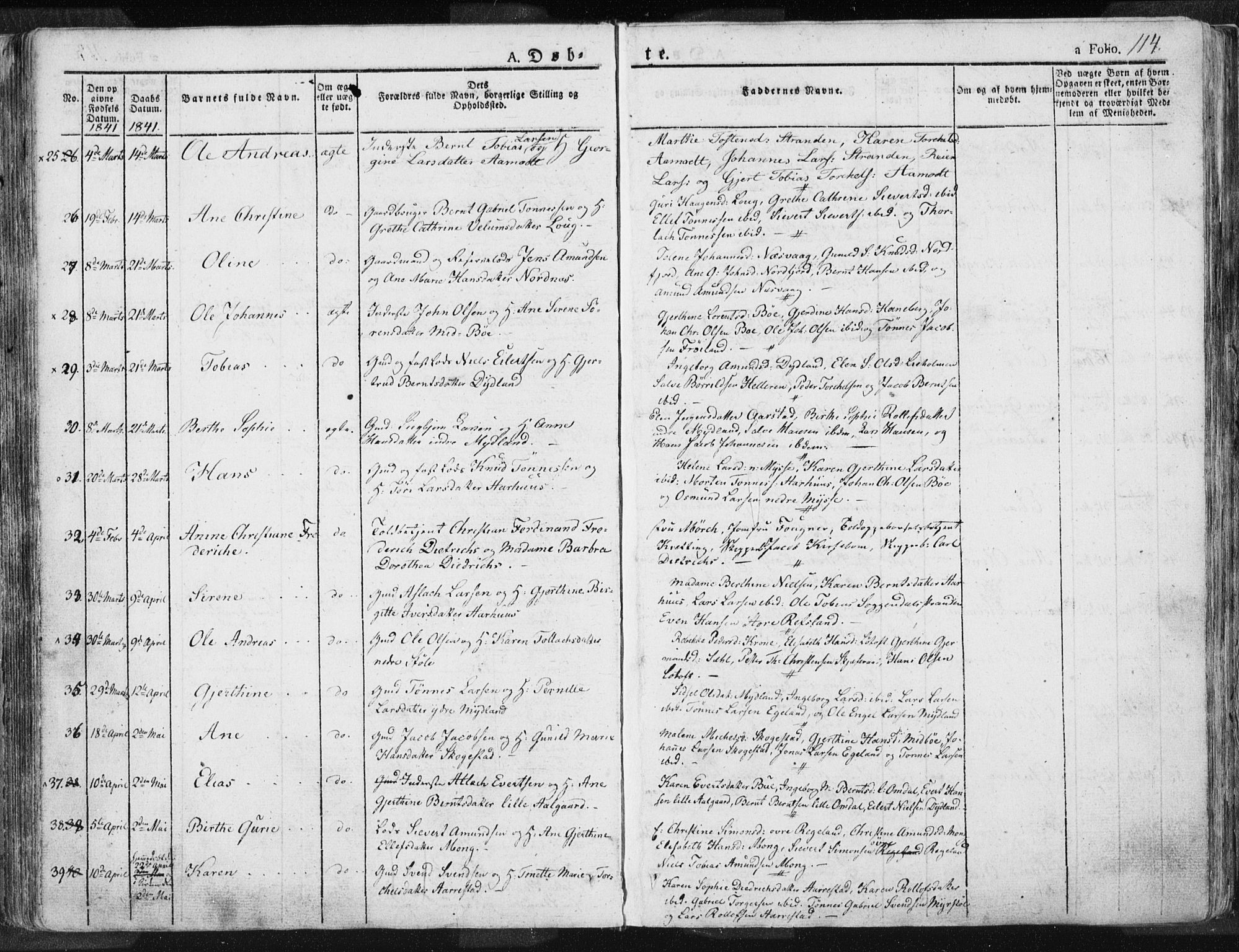 Sokndal sokneprestkontor, AV/SAST-A-101808: Parish register (official) no. A 7.1, 1826-1842, p. 114