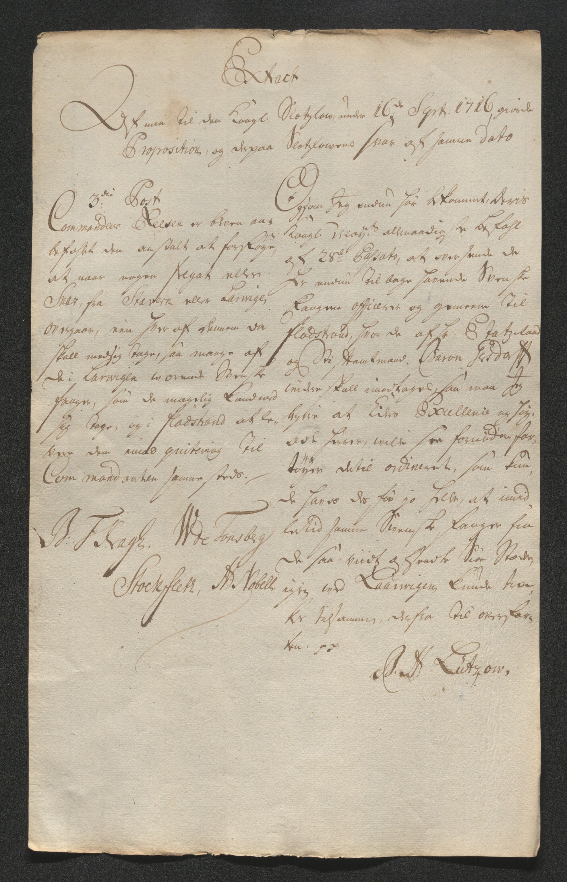 Larvik grevskap, AV/SAKO-A-1056/F/Ff/Ffb/L0018/0001: Brev / Spesielle saker, 1716-1748, p. 16