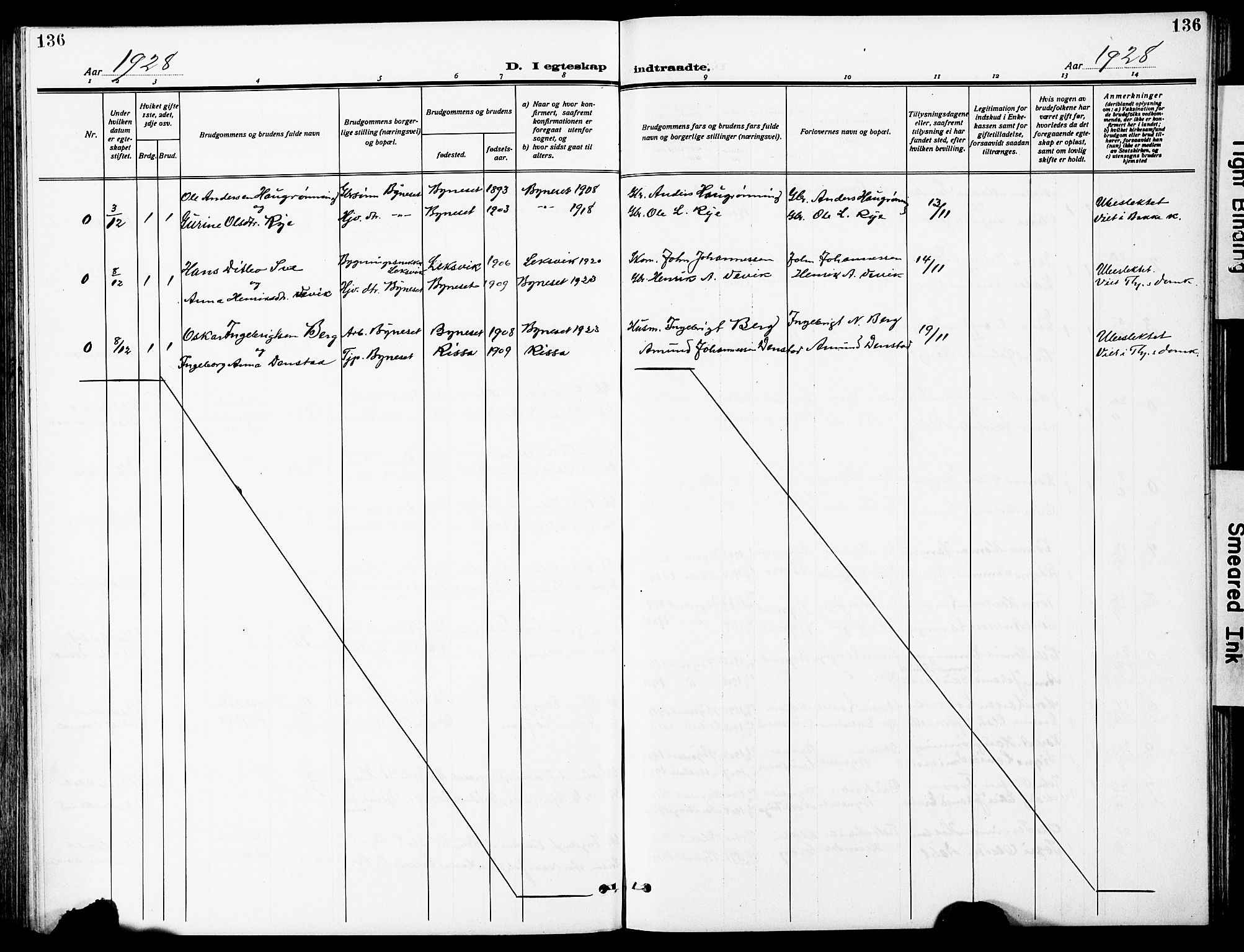 Ministerialprotokoller, klokkerbøker og fødselsregistre - Sør-Trøndelag, SAT/A-1456/612/L0388: Parish register (copy) no. 612C04, 1909-1929, p. 136