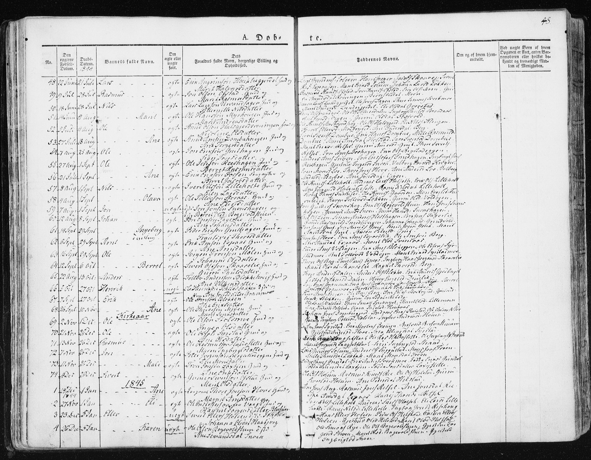 Ministerialprotokoller, klokkerbøker og fødselsregistre - Sør-Trøndelag, SAT/A-1456/672/L0855: Parish register (official) no. 672A07, 1829-1860, p. 48