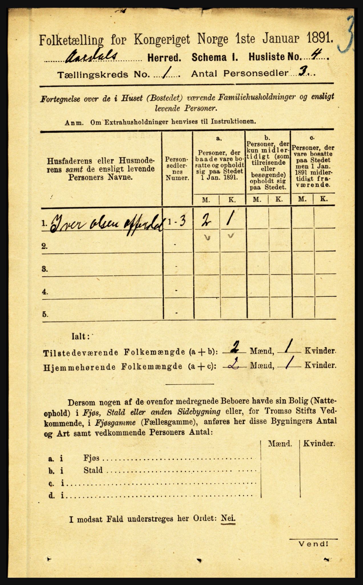 RA, 1891 census for 1424 Årdal, 1891, p. 24