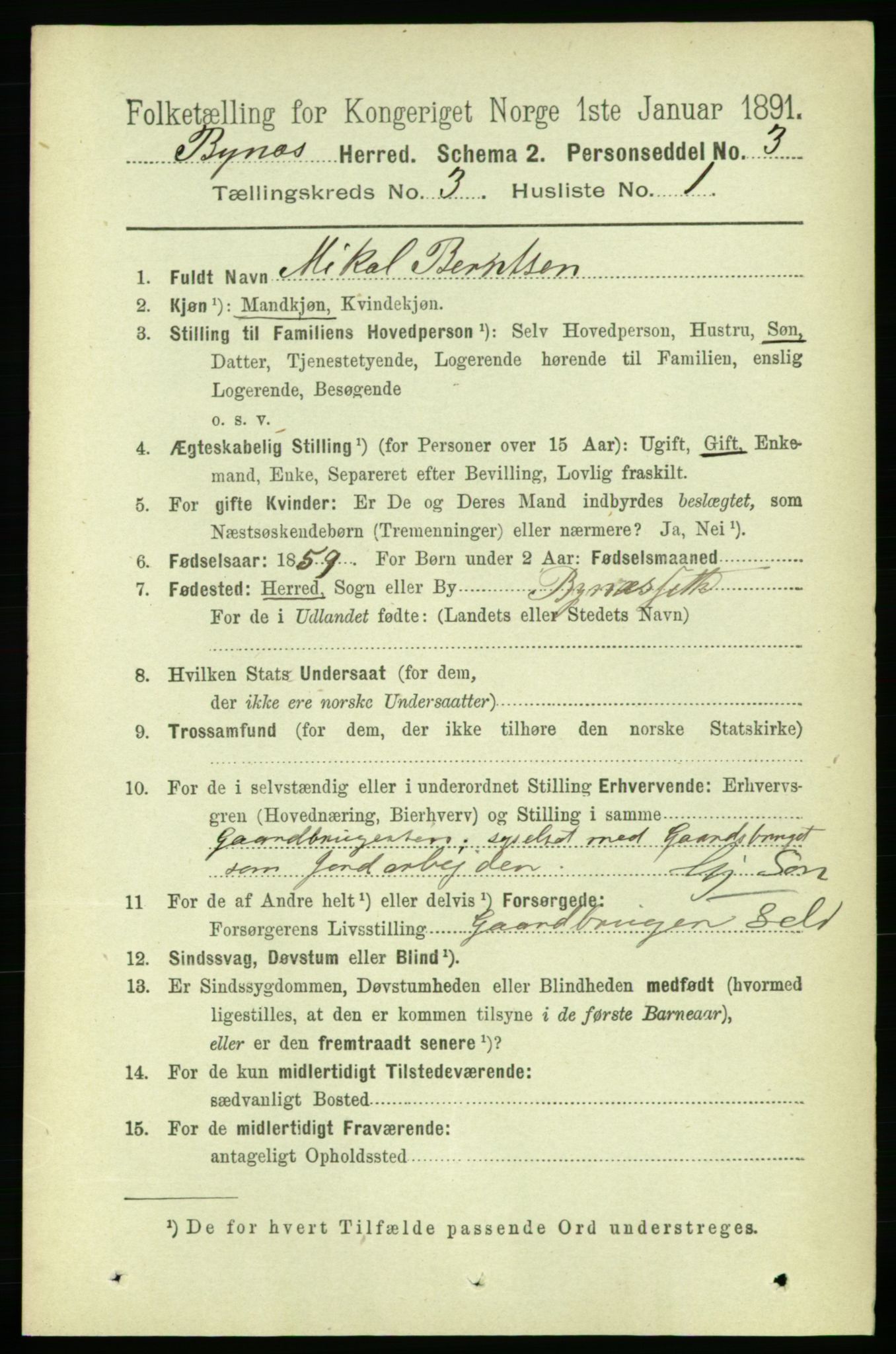 RA, 1891 census for 1655 Byneset, 1891, p. 1287