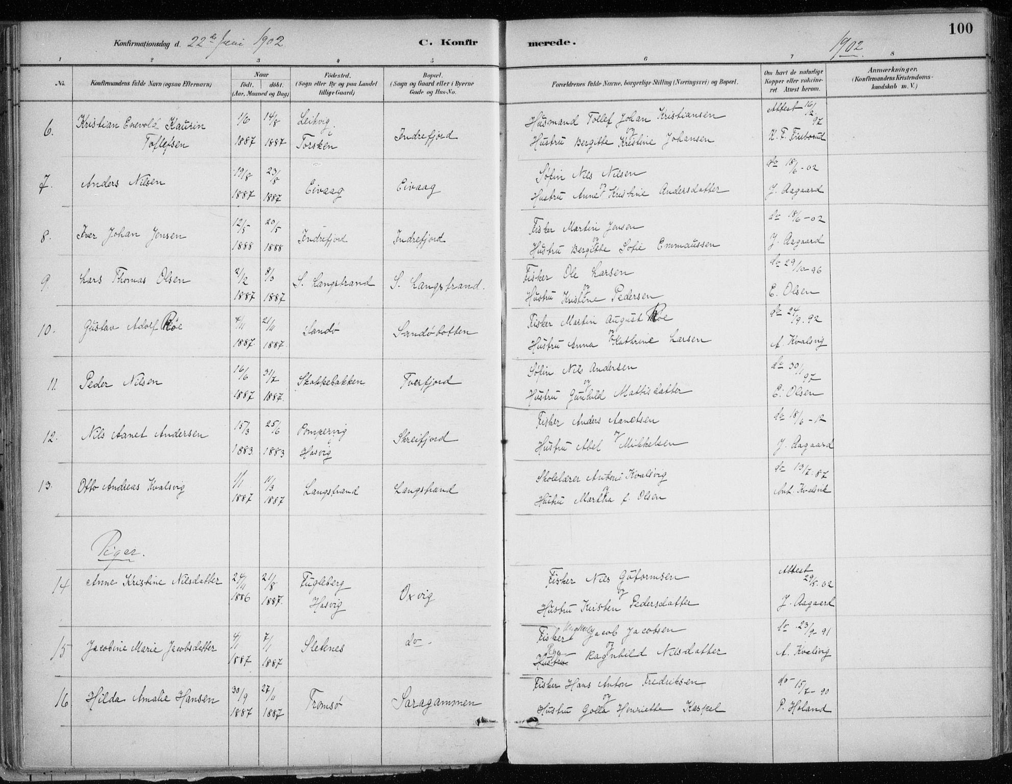 Hammerfest sokneprestkontor, SATØ/S-1347/H/Ha/L0013.kirke: Parish register (official) no. 13, 1898-1917, p. 100