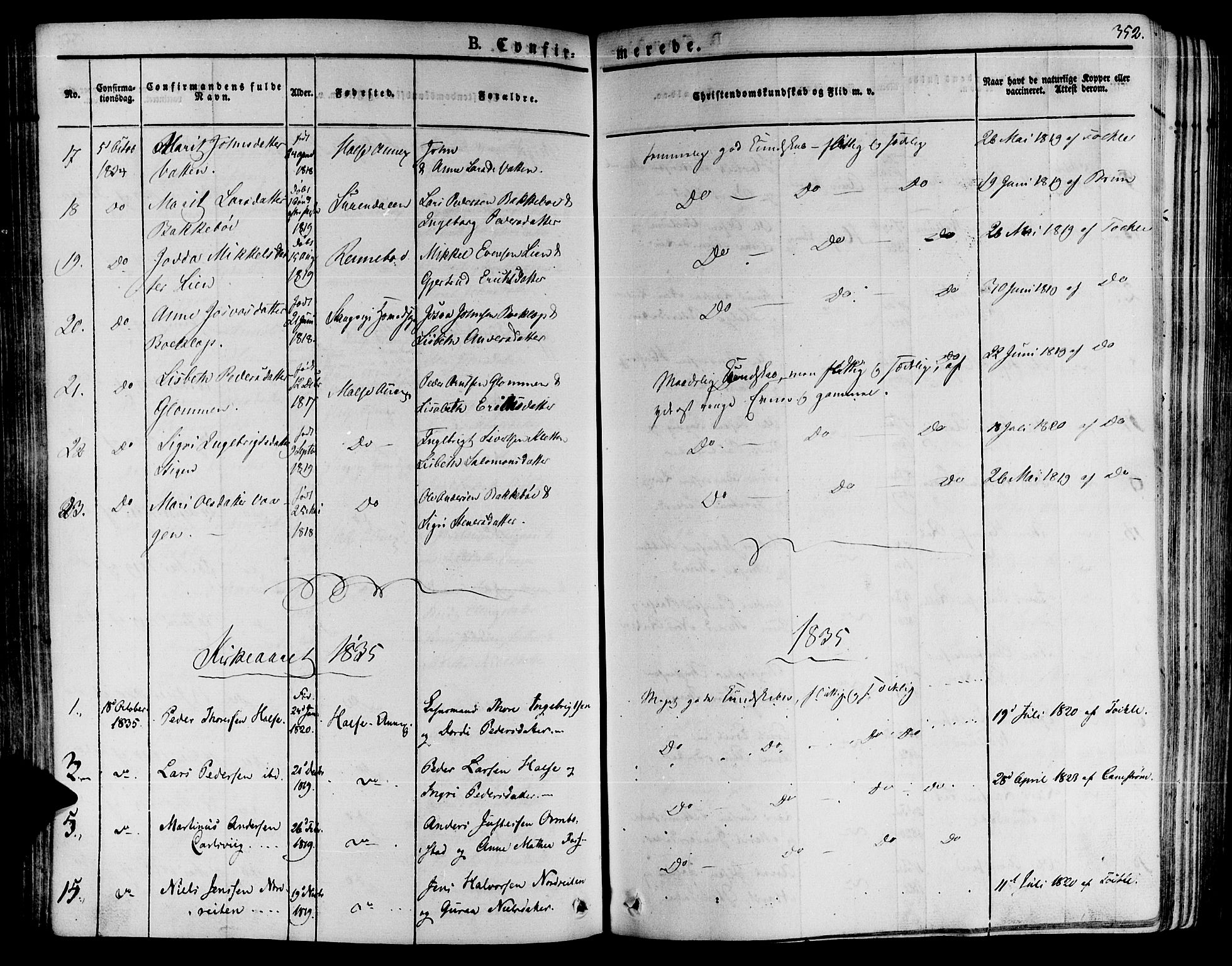 Ministerialprotokoller, klokkerbøker og fødselsregistre - Møre og Romsdal, AV/SAT-A-1454/592/L1025: Parish register (official) no. 592A03 /2, 1831-1849, p. 352