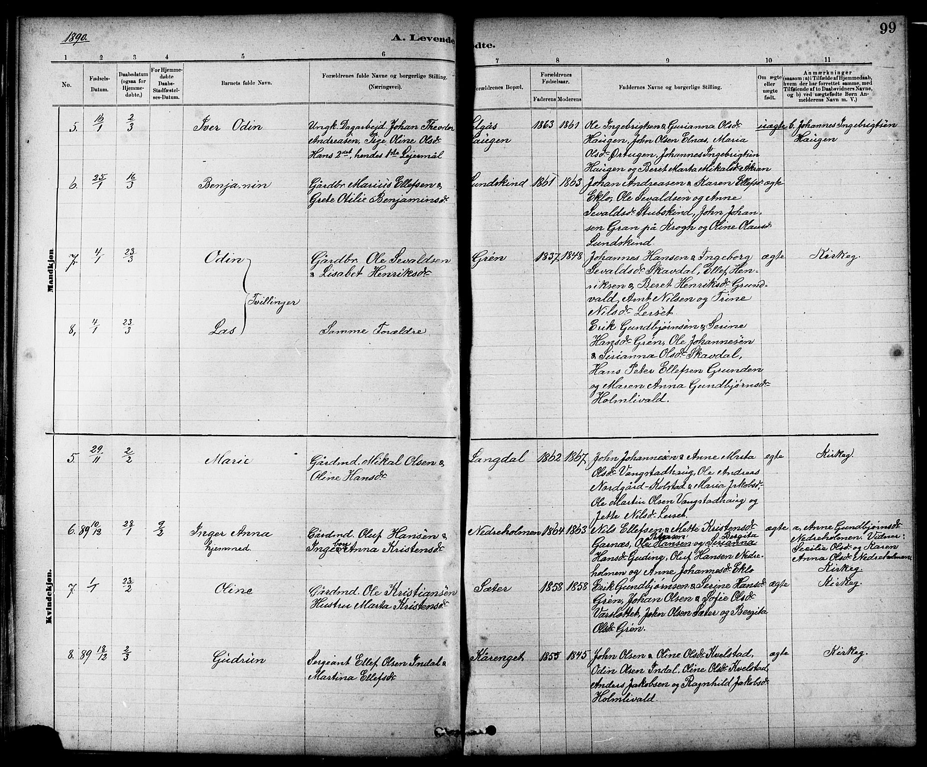 Ministerialprotokoller, klokkerbøker og fødselsregistre - Nord-Trøndelag, SAT/A-1458/724/L0267: Parish register (copy) no. 724C03, 1879-1898, p. 99