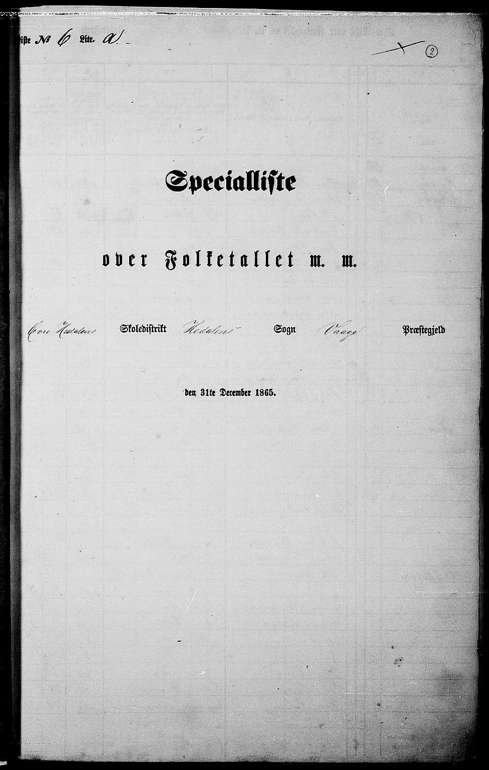 RA, 1865 census for Vågå, 1865, p. 169